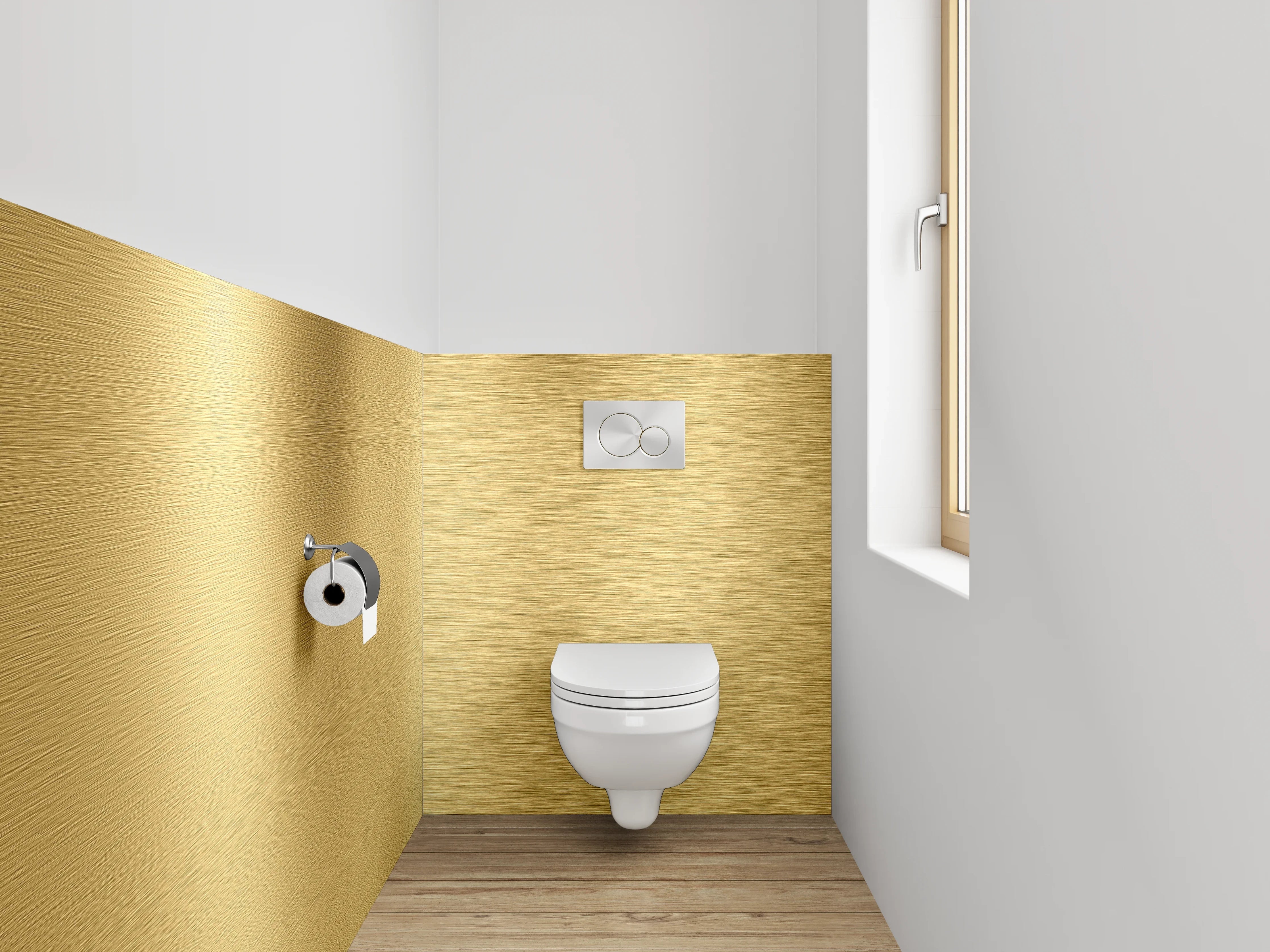 WC-Rückwand - Goldene gebürstete Metalloptik
