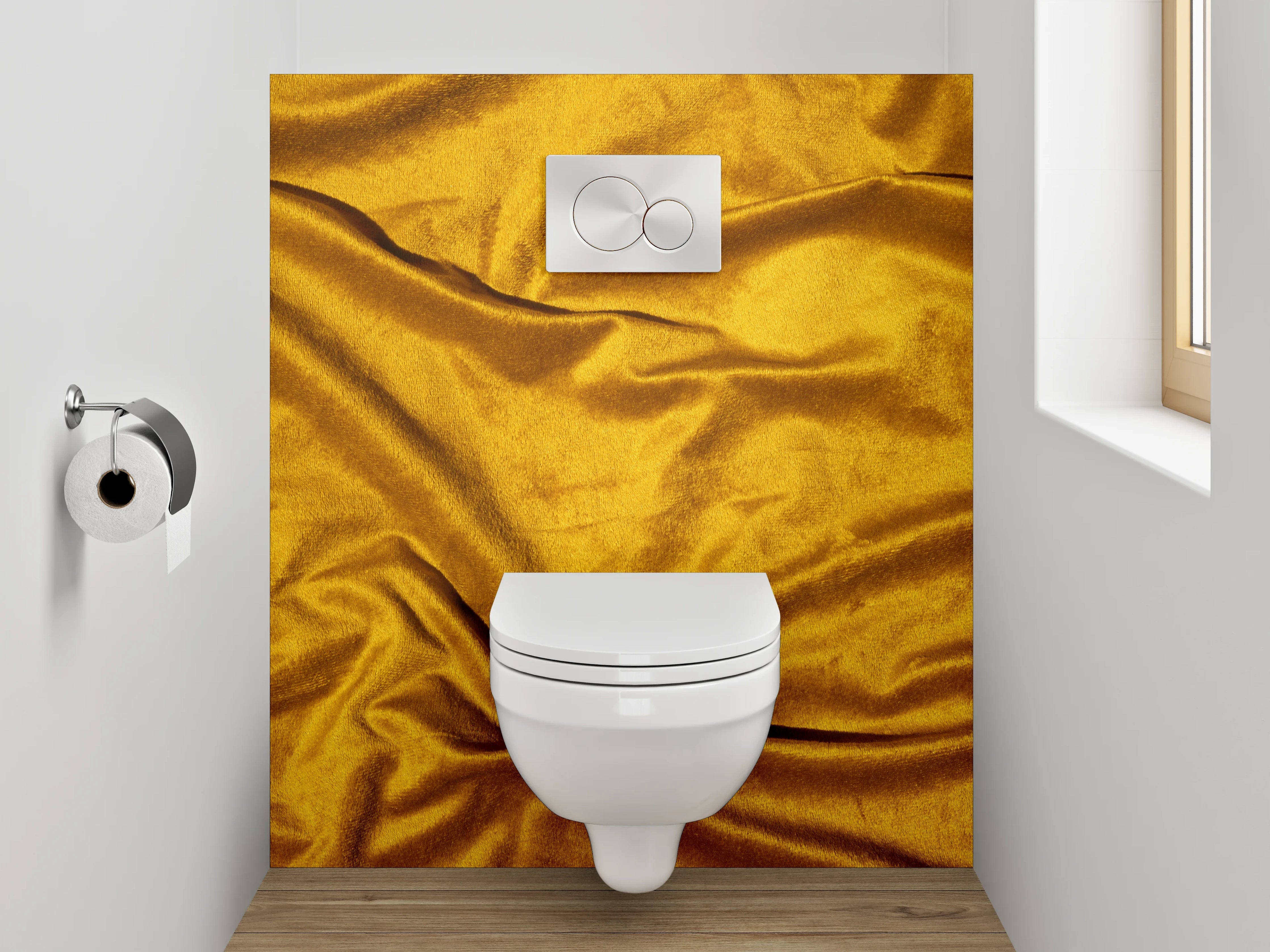 WC-Rückwand - Goldener Samt Stoff Textur Dekor