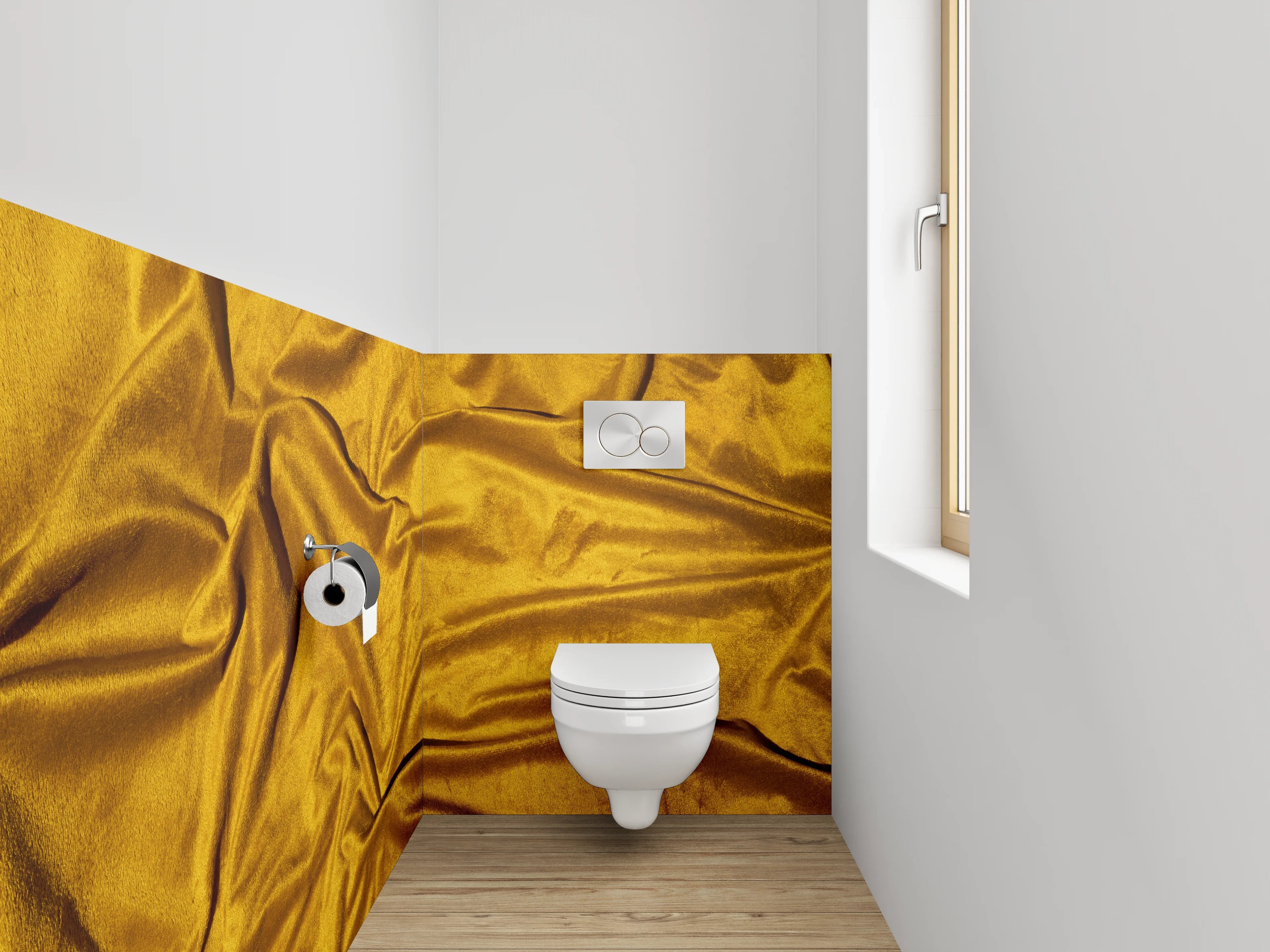 WC-Rückwand - Goldener Samt Stoff Textur Dekor