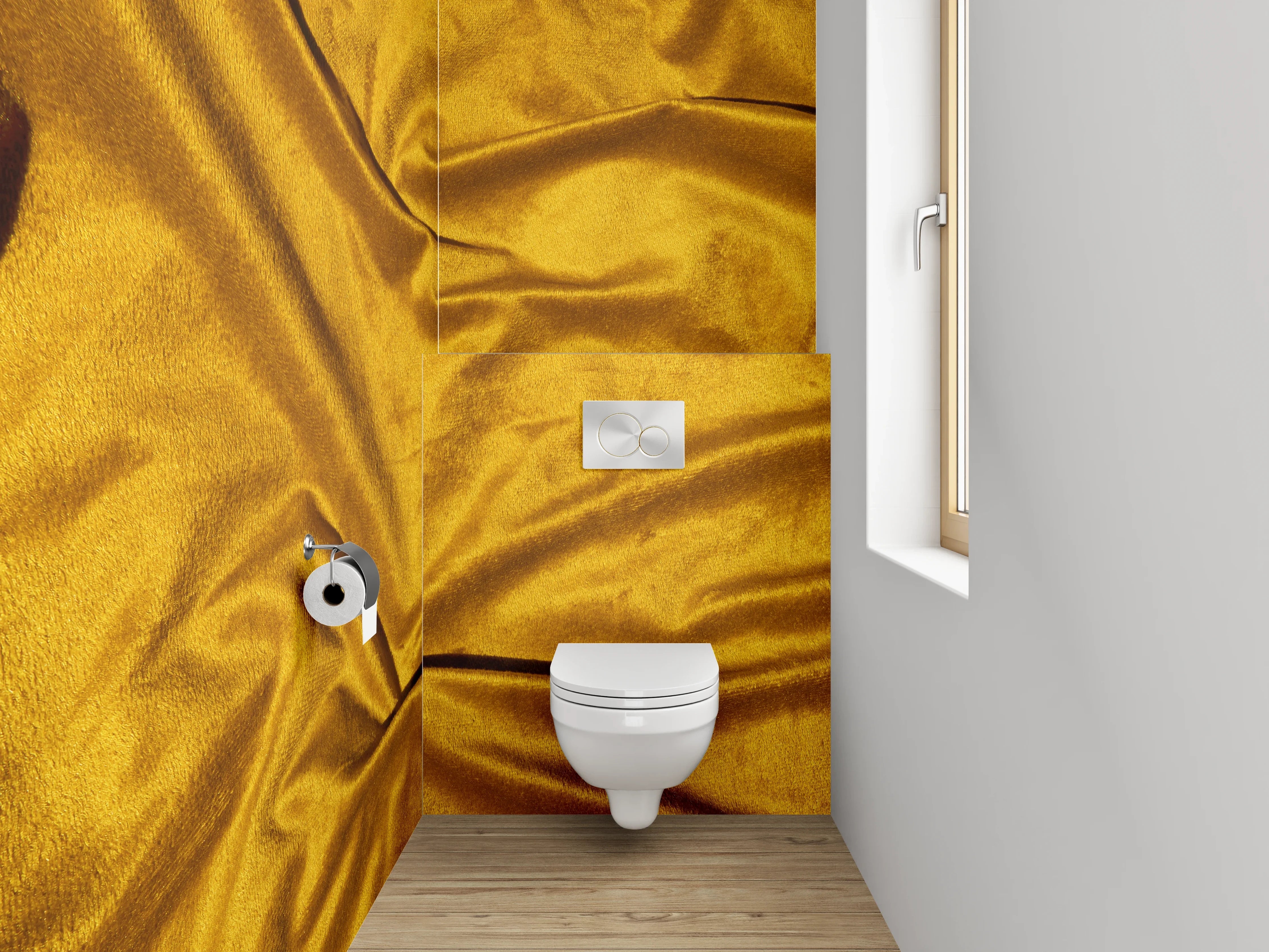 WC-Rückwand - Goldener Samt Stoff Textur Dekor