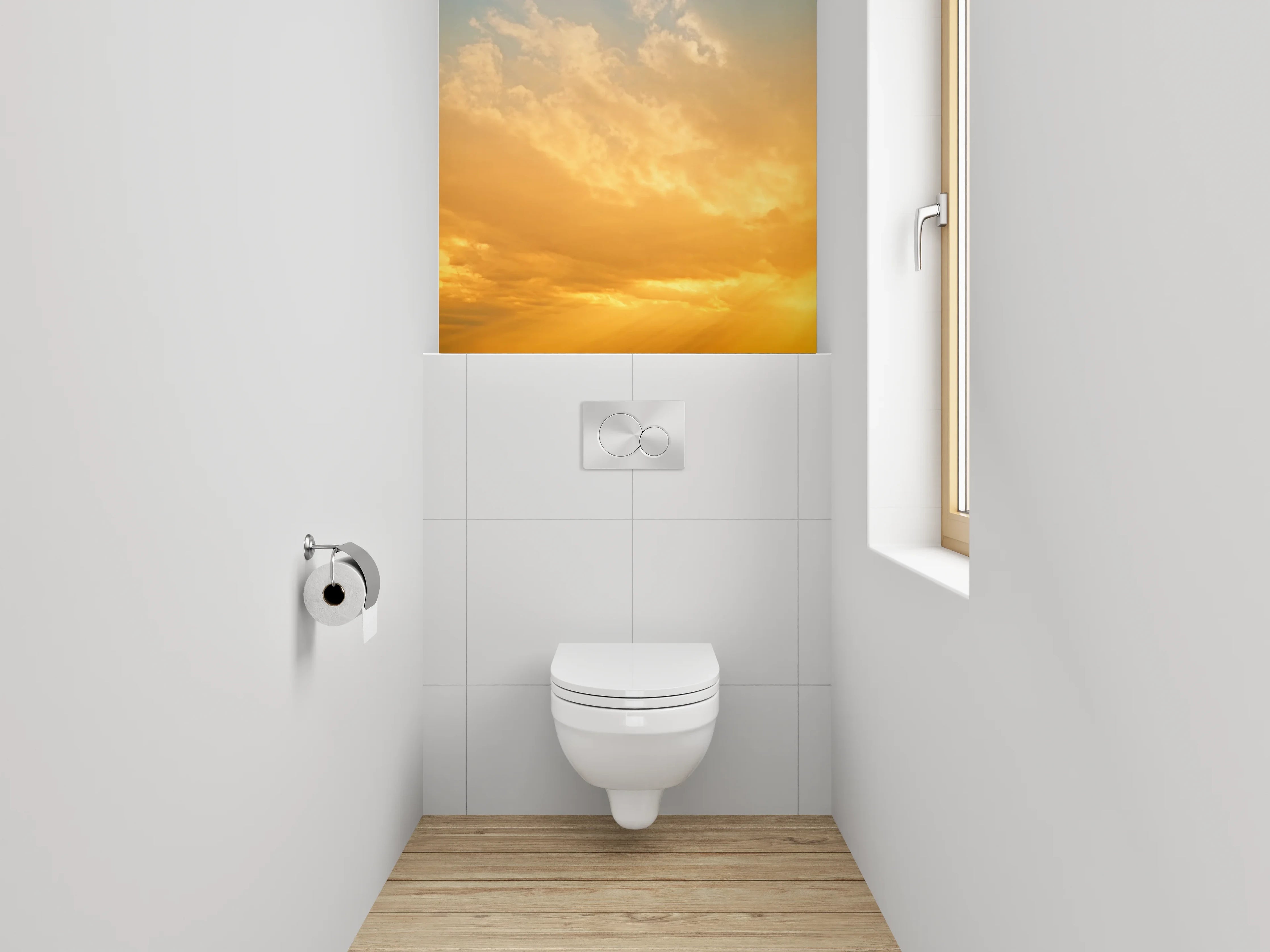 WC-Rückwand - Goldener Sonnenaufgang am Himmel
