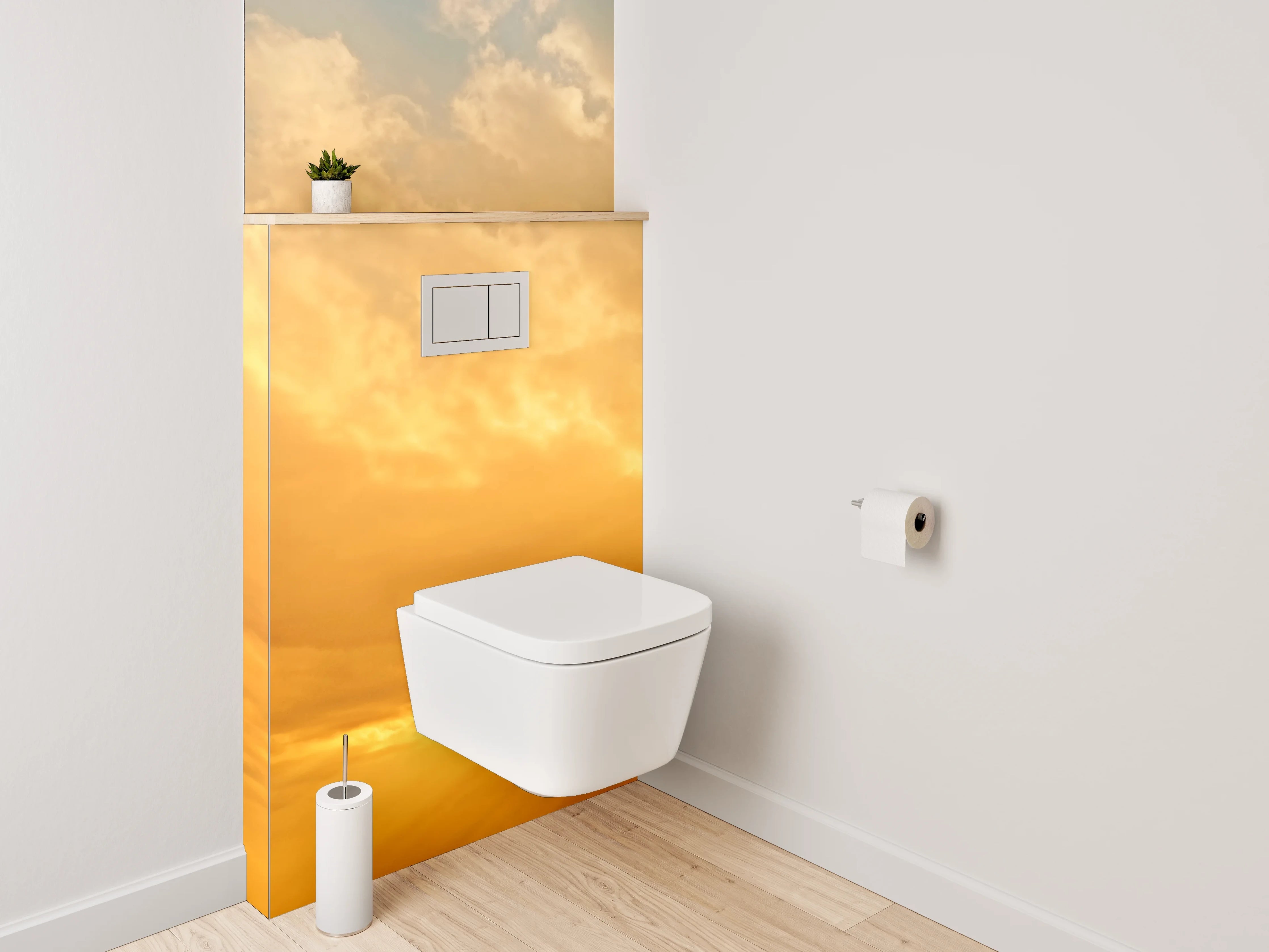 WC-Rückwand - Goldener Sonnenaufgang am Himmel
