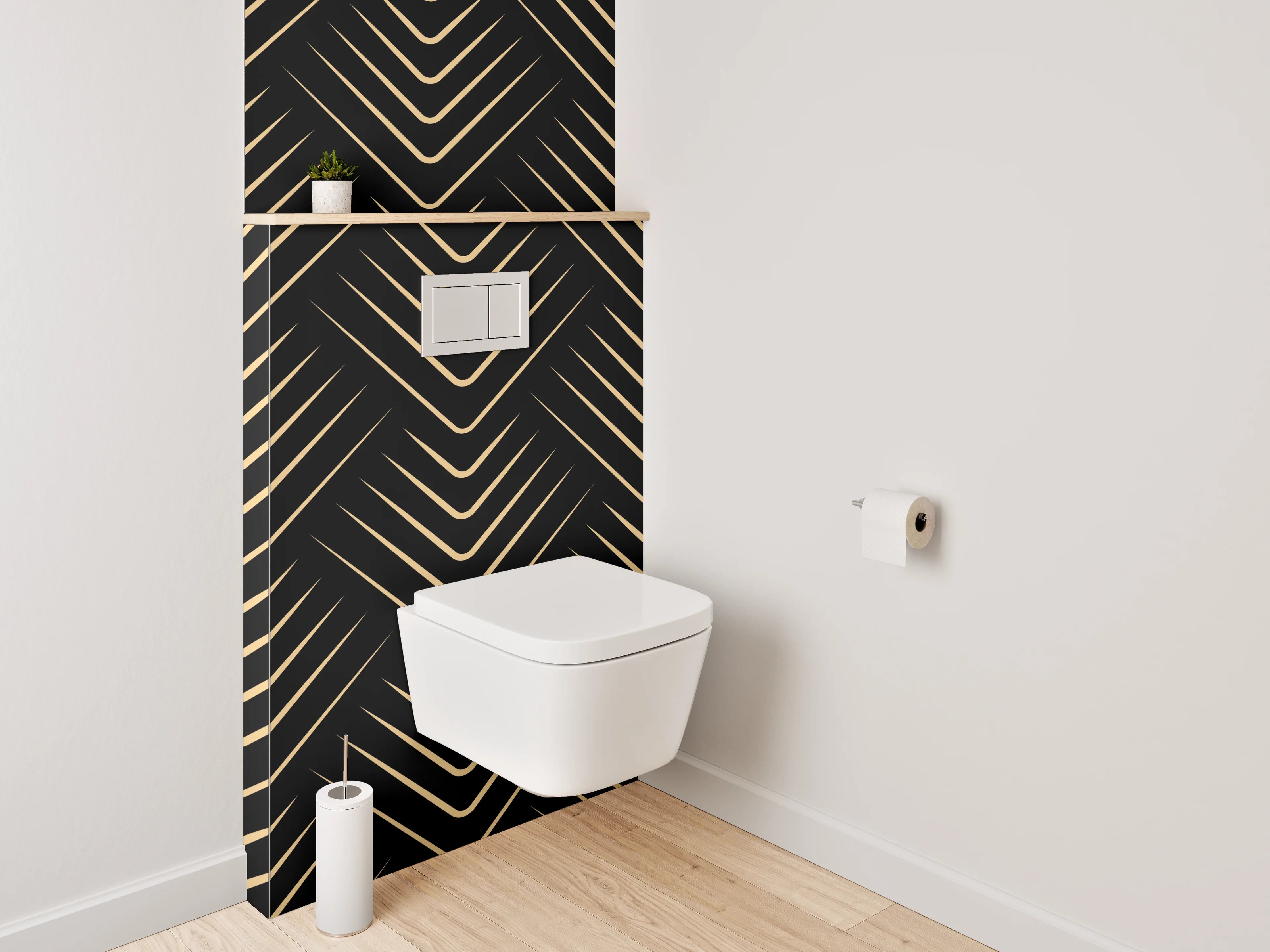WC-Rückwand - Goldenes Art Deco Linienmuster