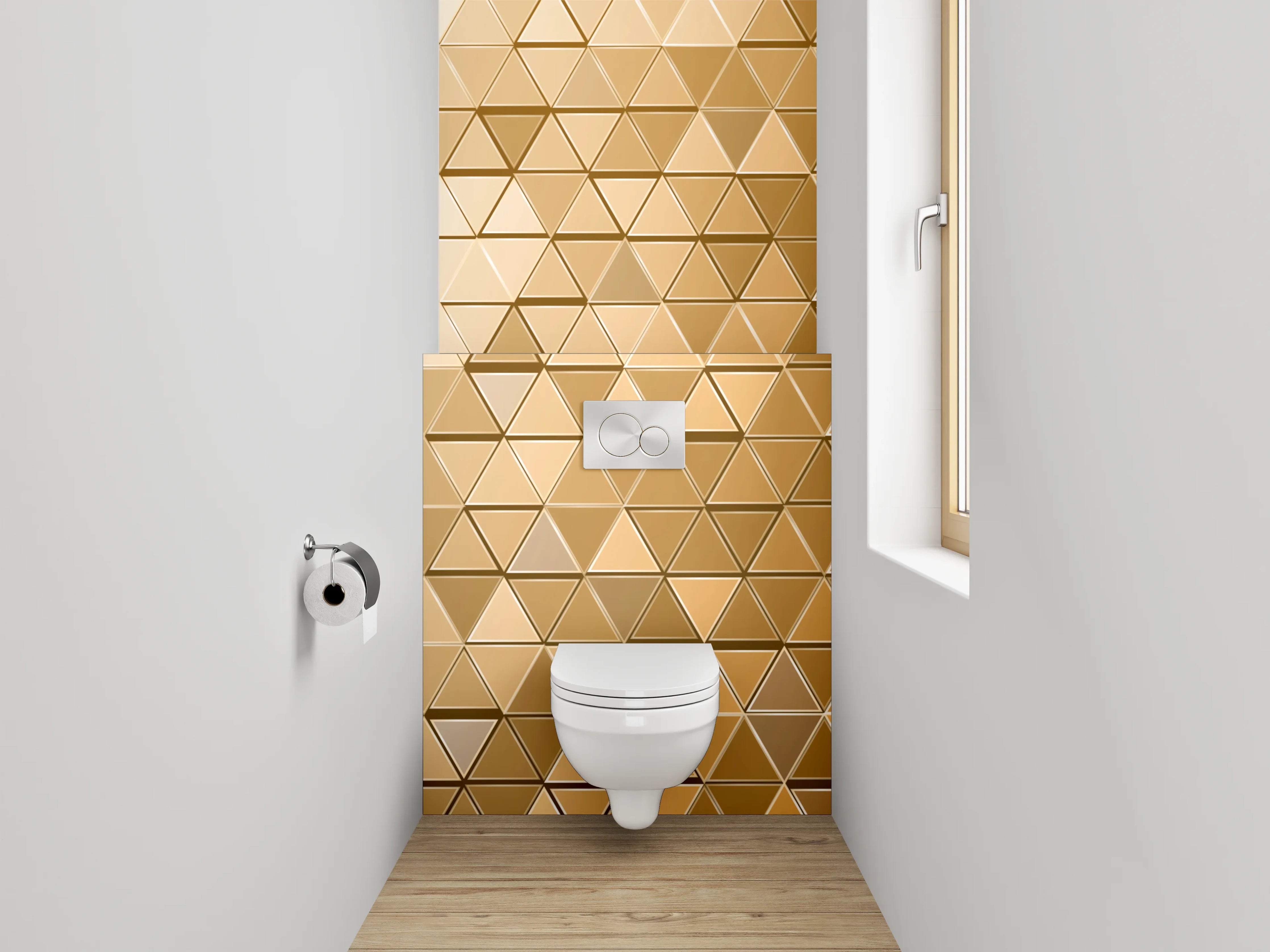 WC-Rückwand - Goldenes Dreieck-Mosaik Muster