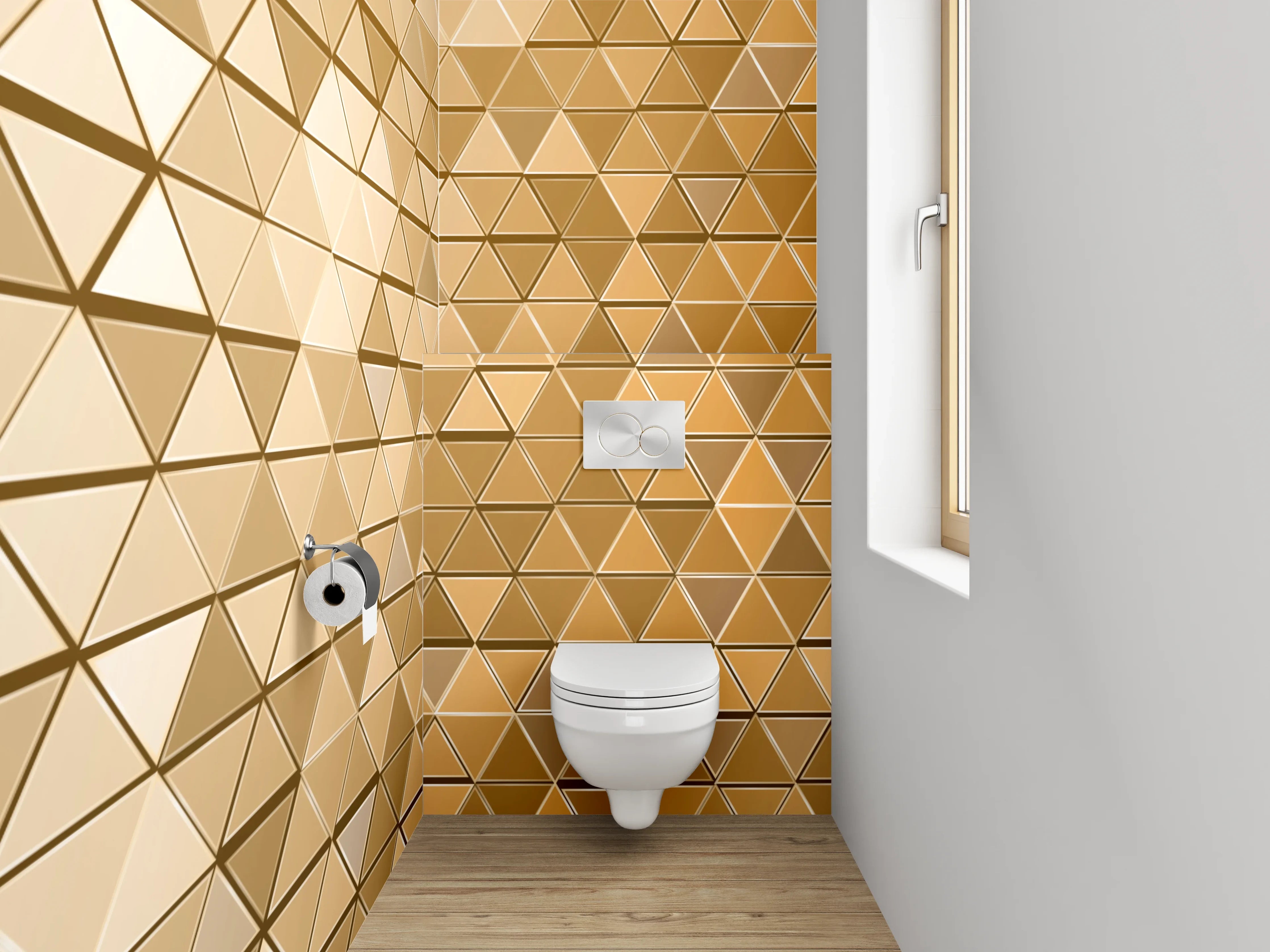 WC-Rückwand - Goldenes Dreieck-Mosaik Muster