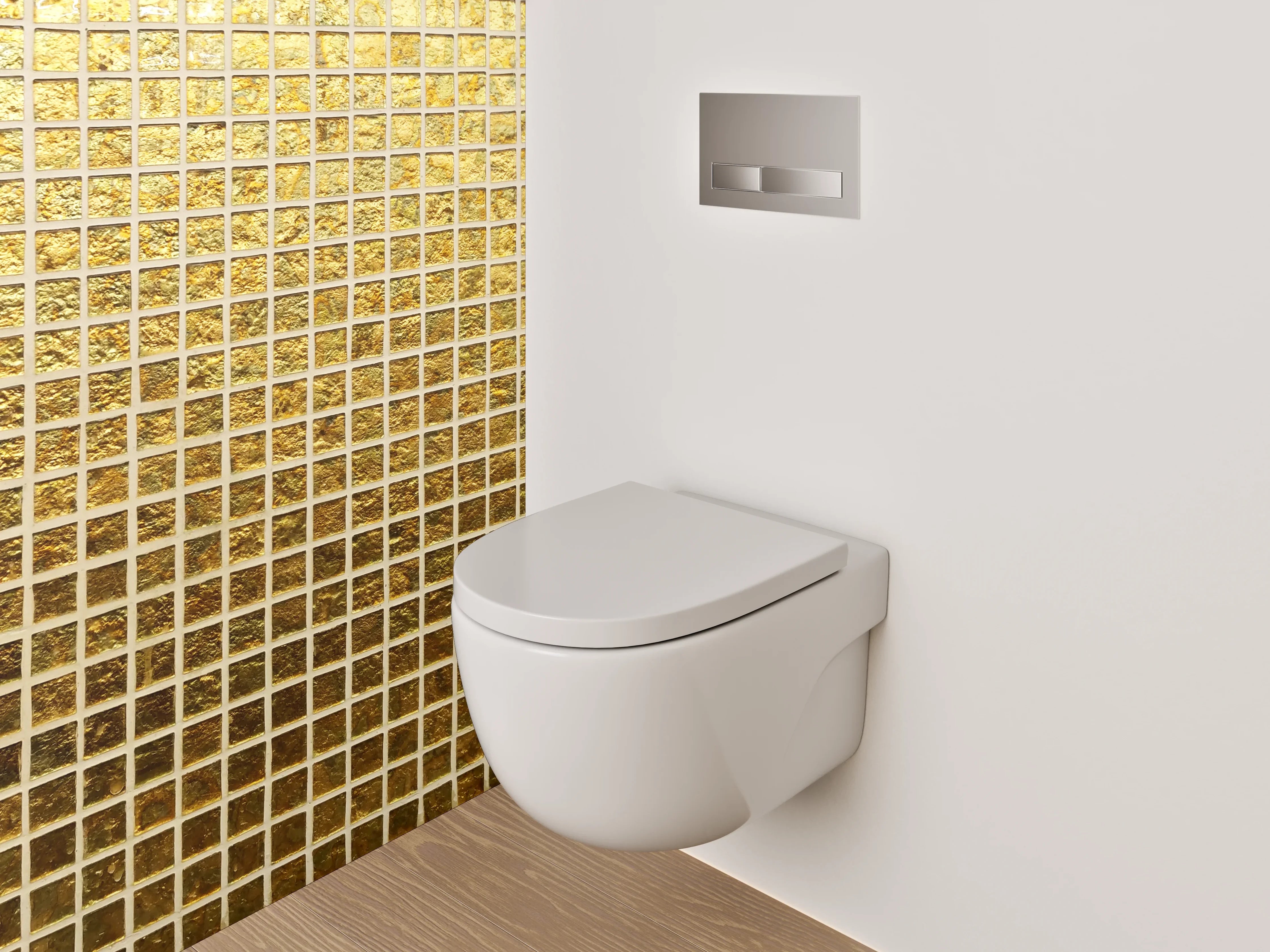 WC-Rückwand - Goldenes Kachelmuster Metallisch Modern