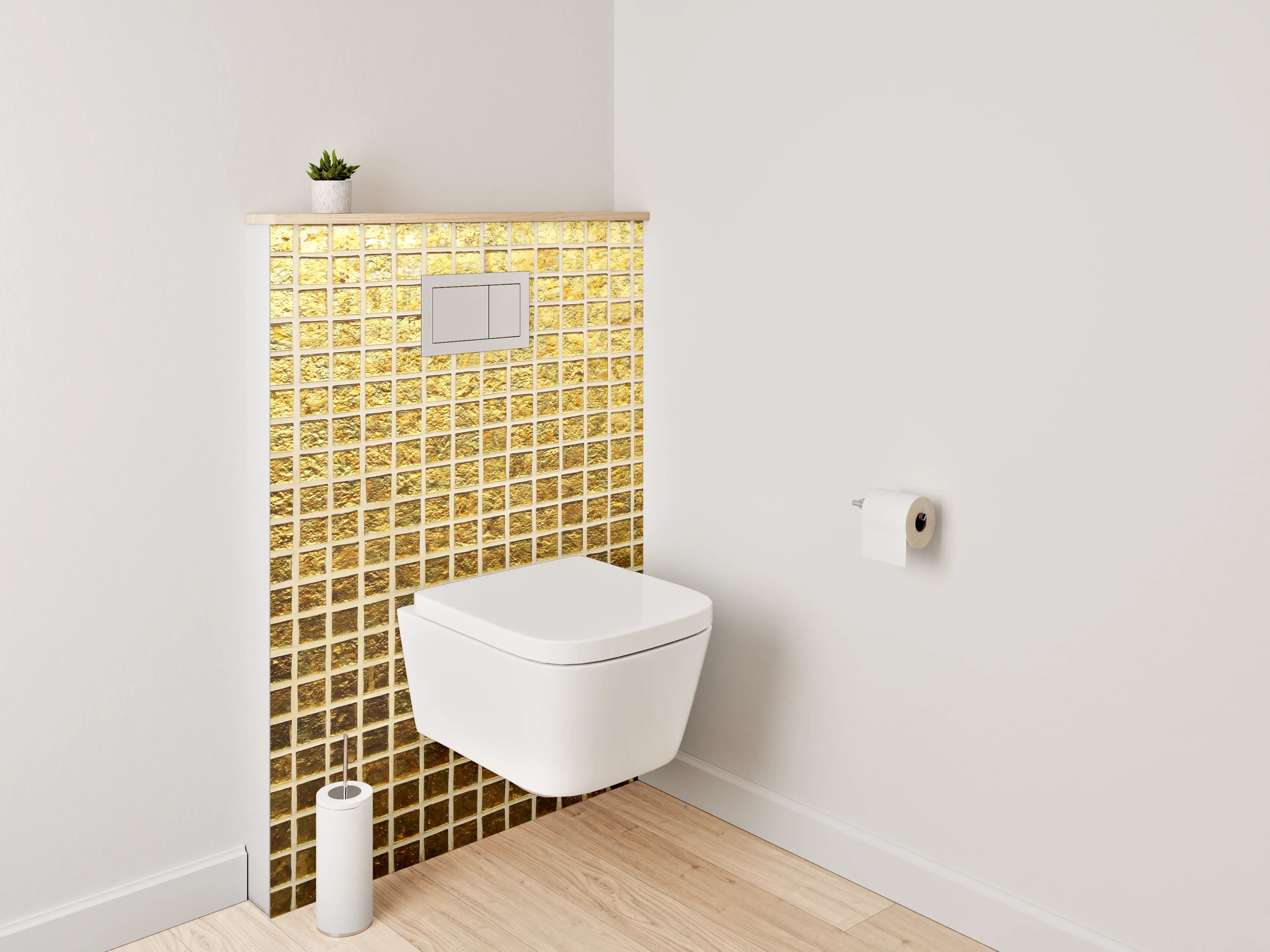 WC-Rückwand - Goldenes Kachelmuster Metallisch Modern