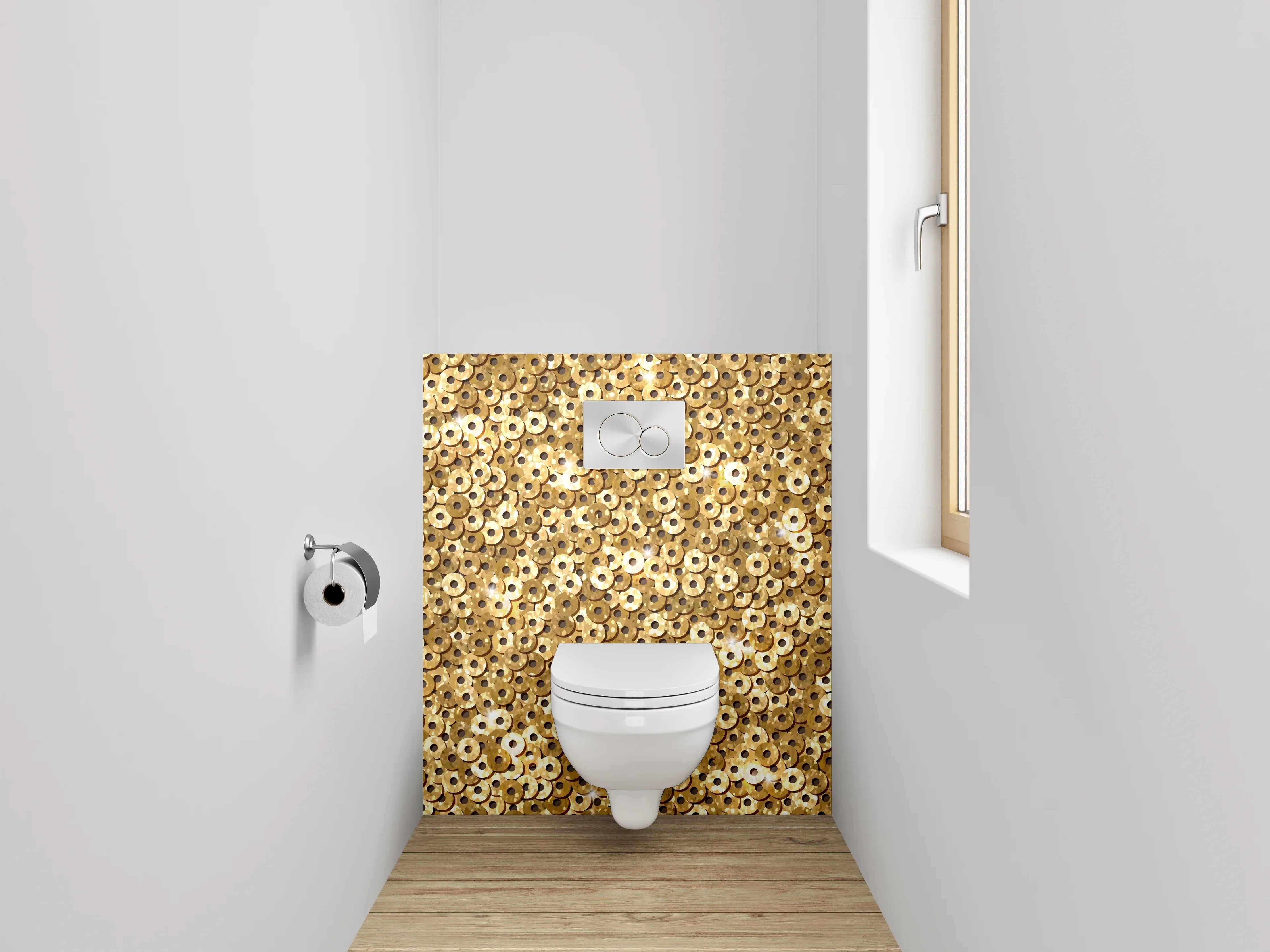 WC-Rückwand - Goldenes Kreis-Mosaik Edeloptik