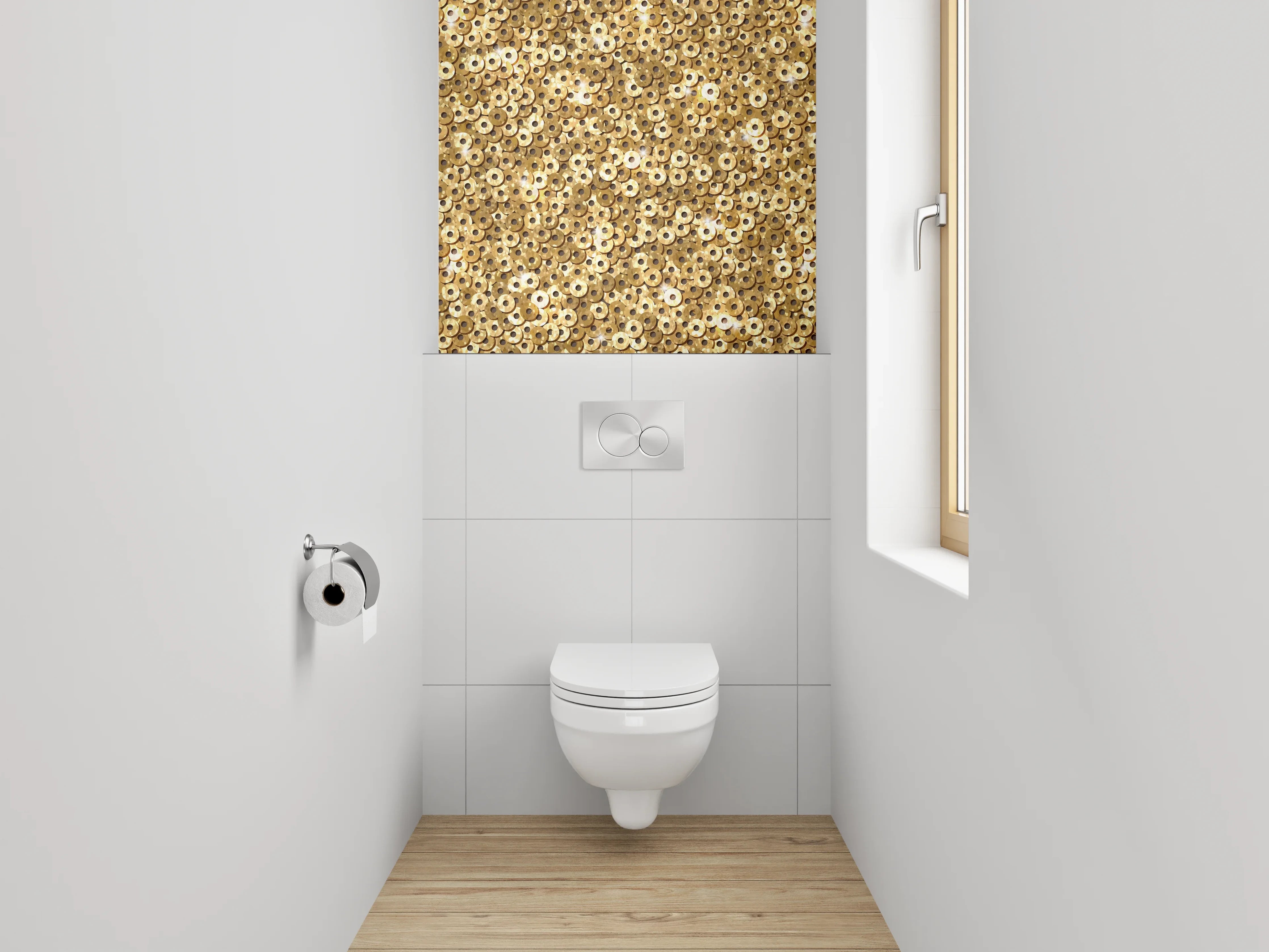 WC-Rückwand - Goldenes Kreis-Mosaik Edeloptik