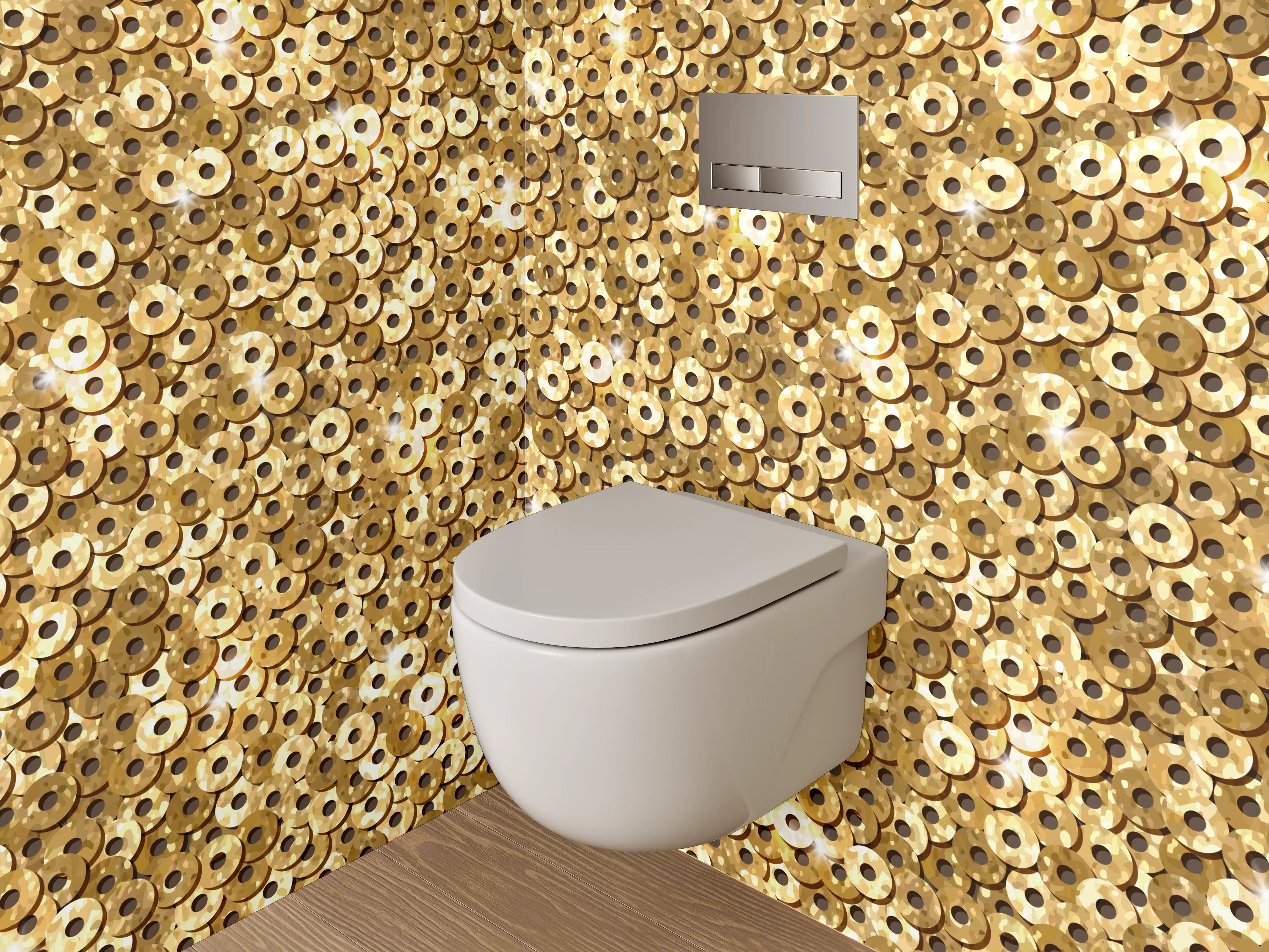 WC-Rückwand - Goldenes Kreis-Mosaik Edeloptik