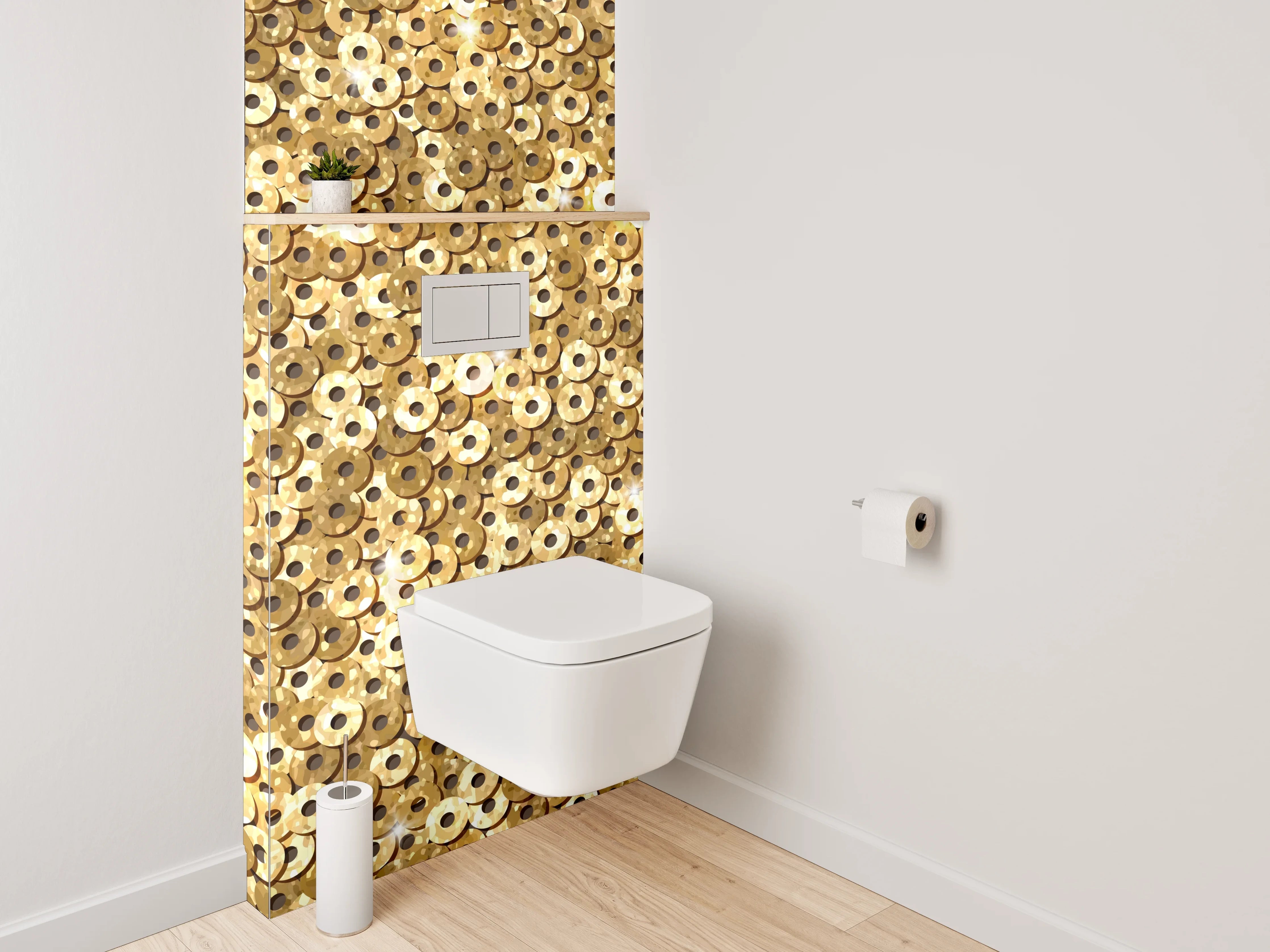 WC-Rückwand - Goldenes Kreis-Mosaik Edeloptik