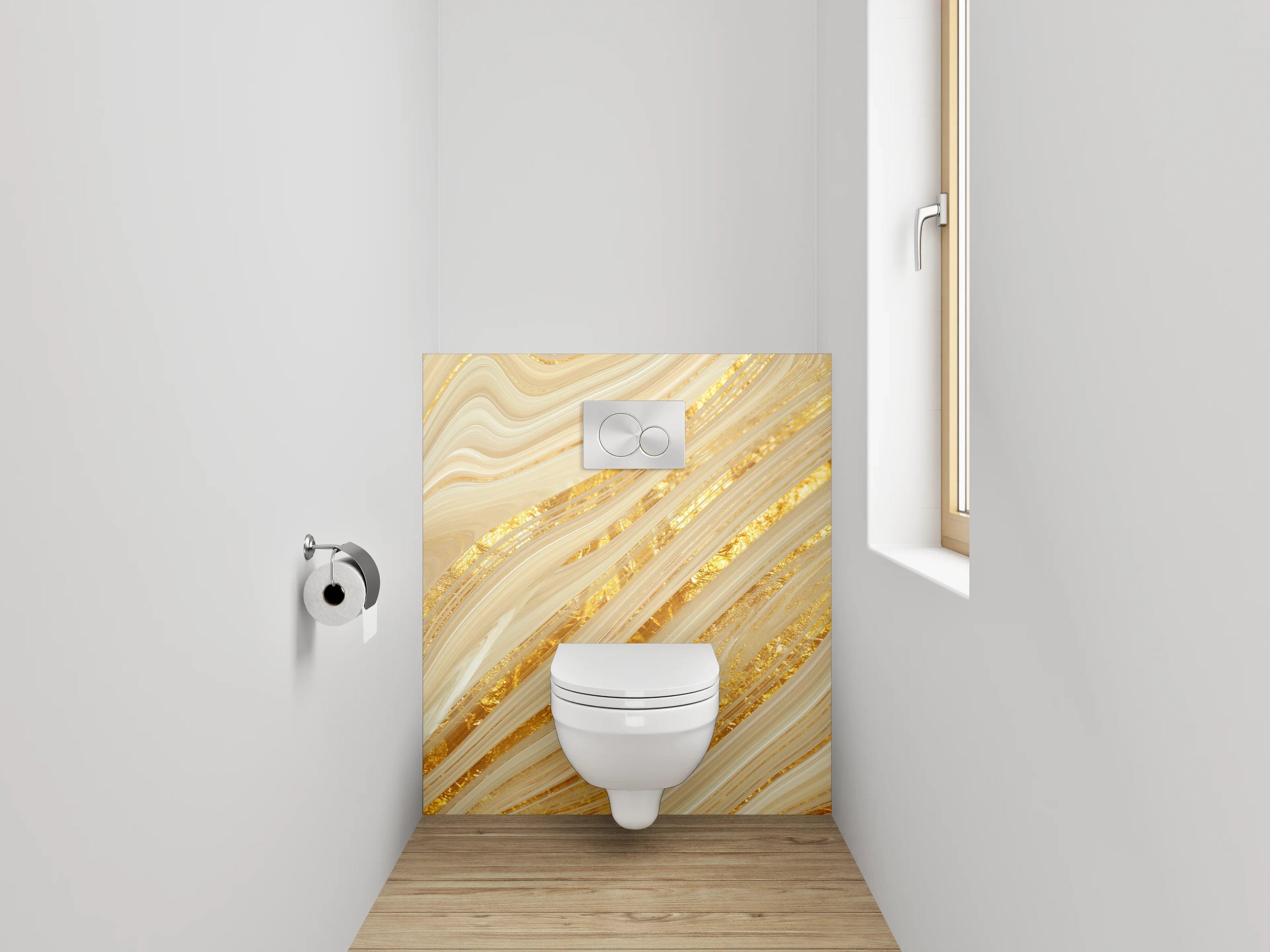WC-Rückwand - Goldenes Marmor-Design Elegant