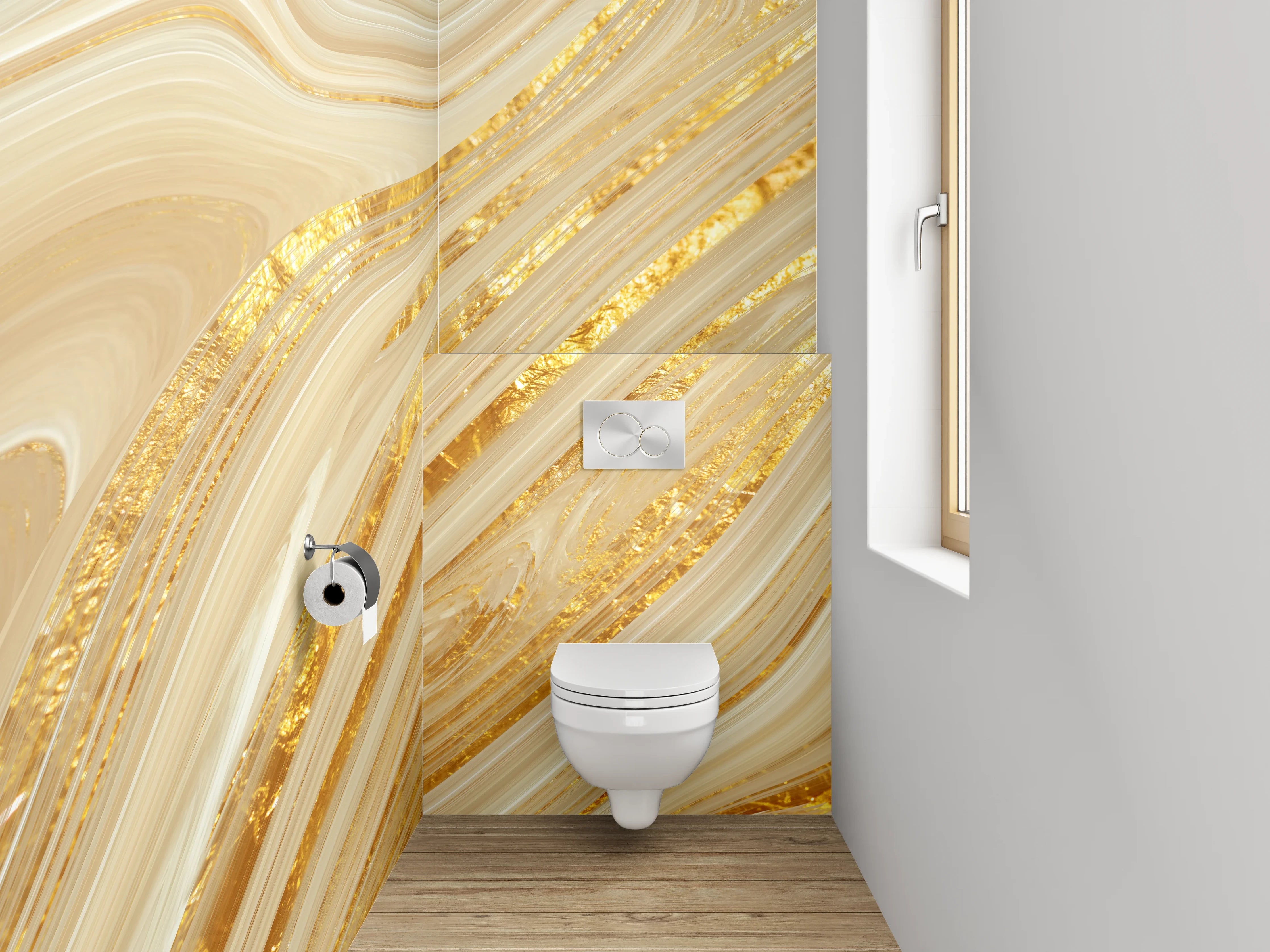 WC-Rückwand - Goldenes Marmor-Design Elegant