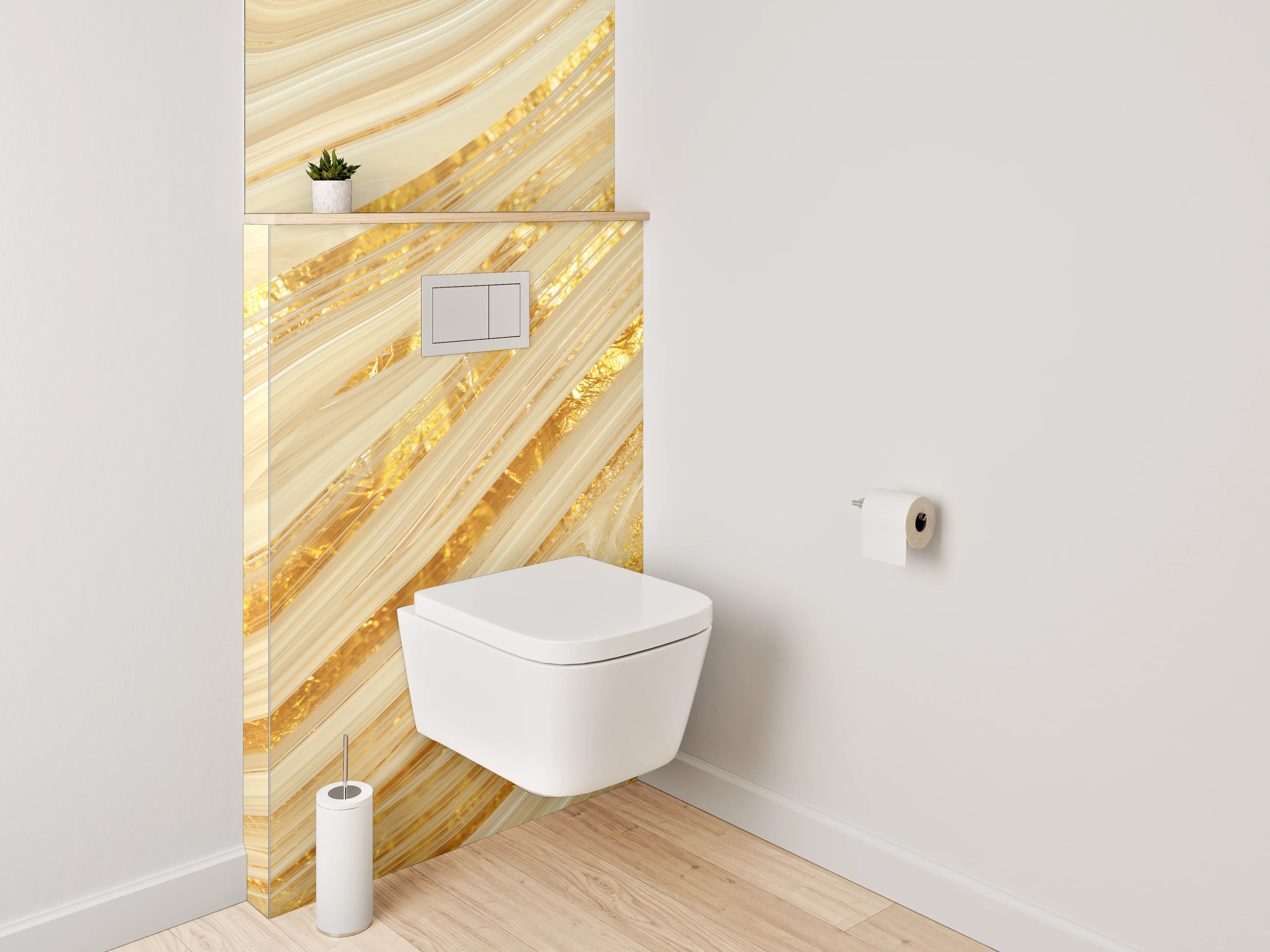 WC-Rückwand - Goldenes Marmor-Design Elegant