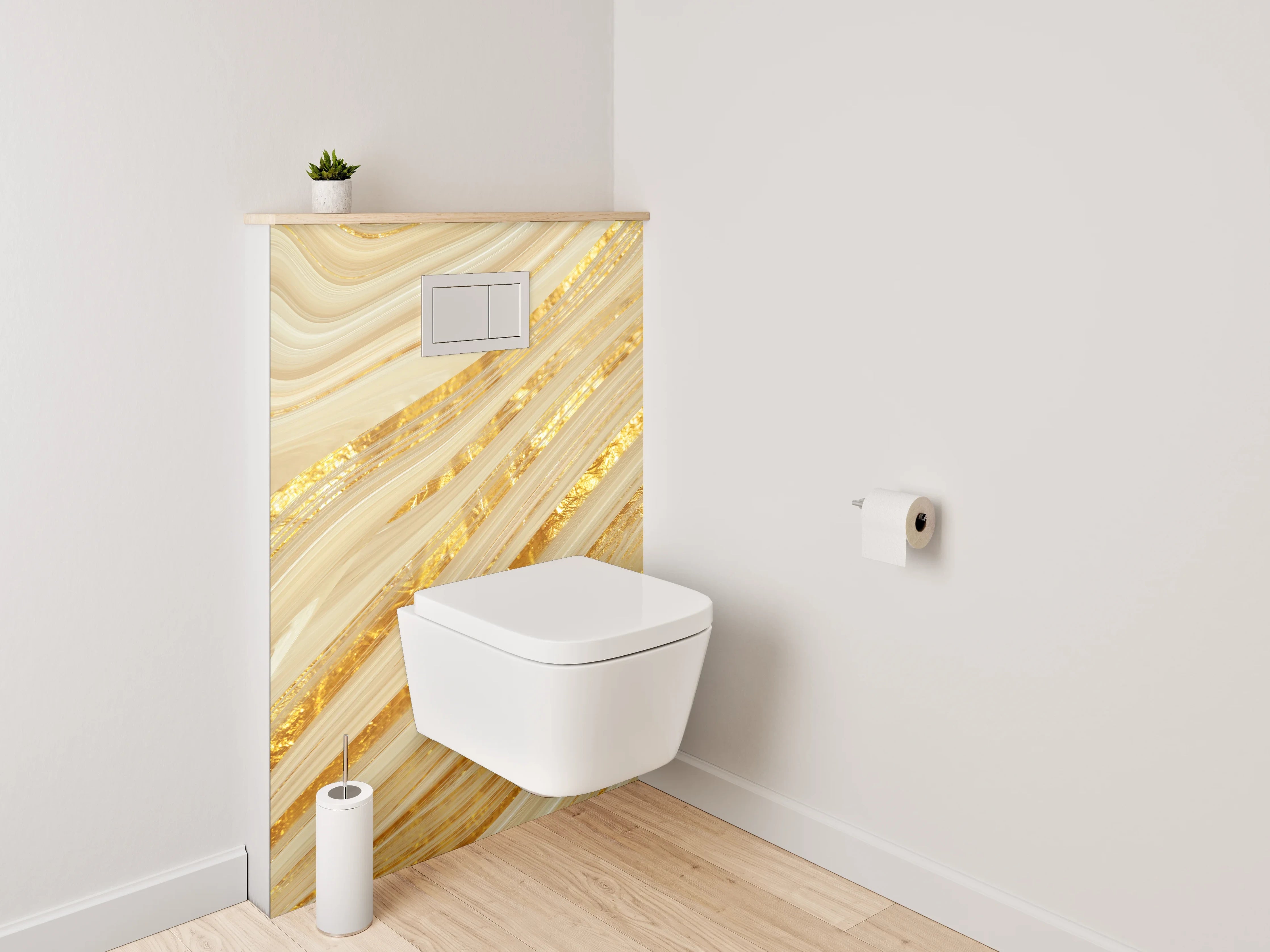WC-Rückwand - Goldenes Marmor-Design Elegant