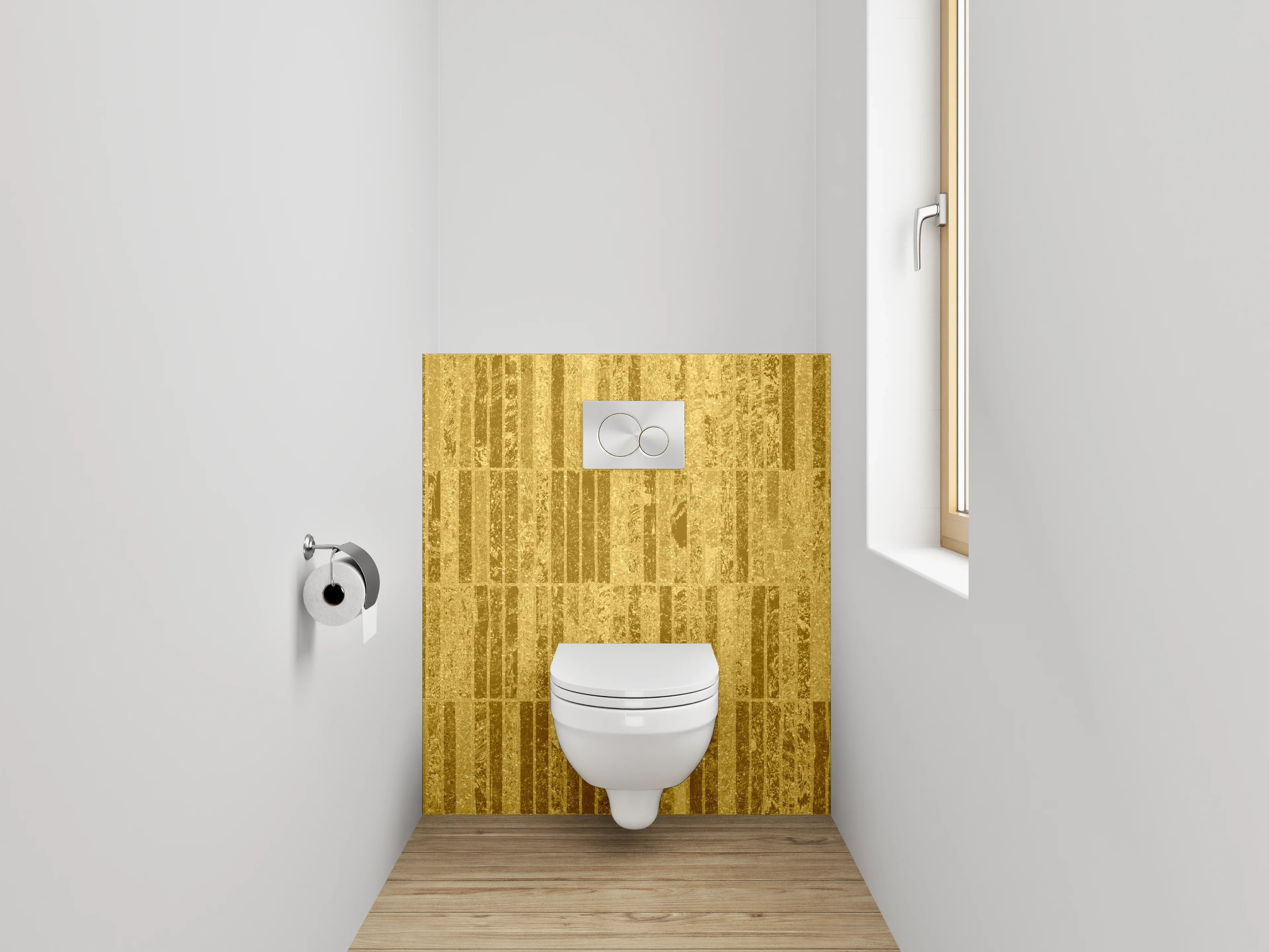 WC-Rückwand - Goldenes Marmor-Design Fliesenoptik