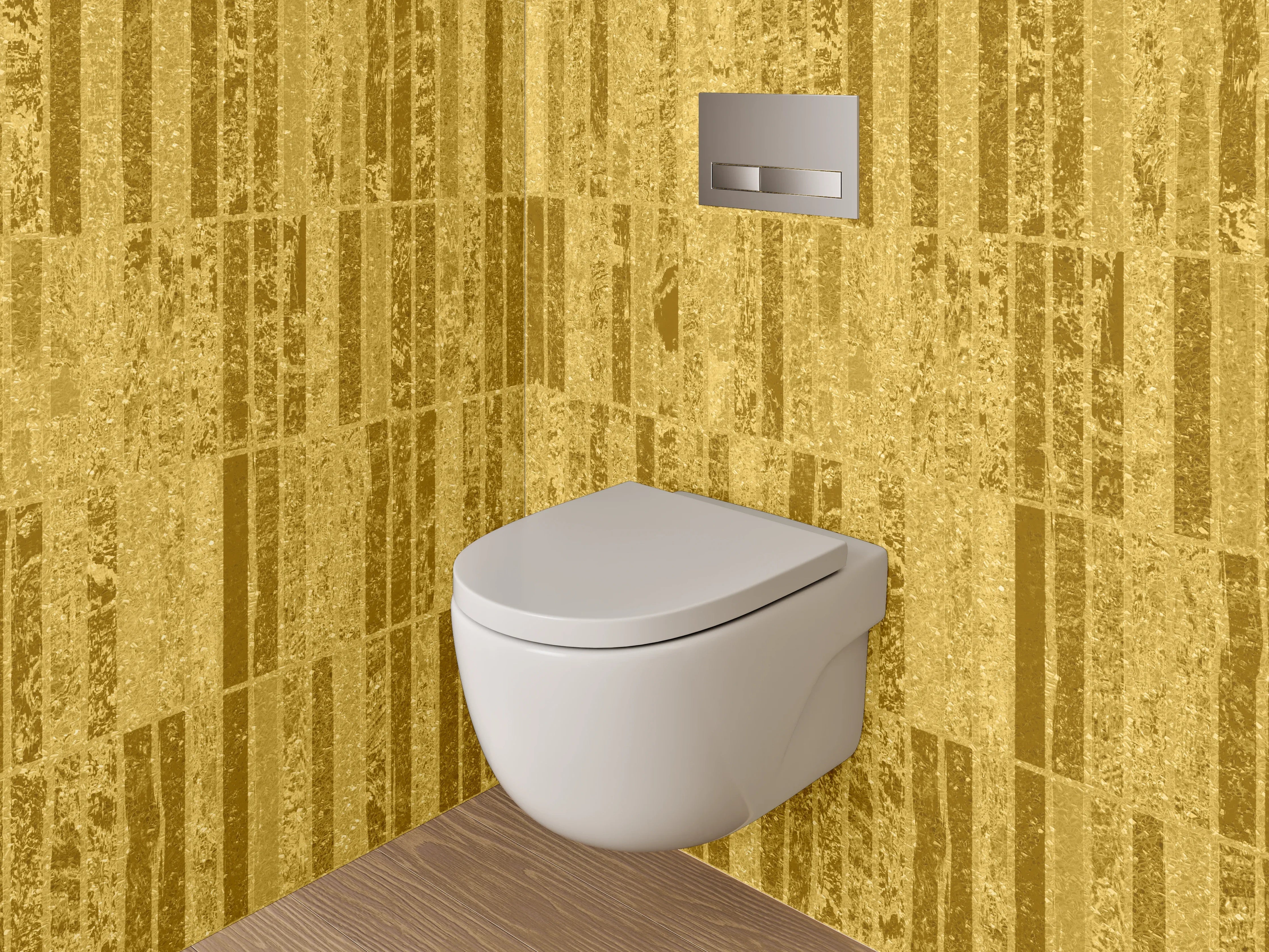 WC-Rückwand - Goldenes Marmor-Design Fliesenoptik
