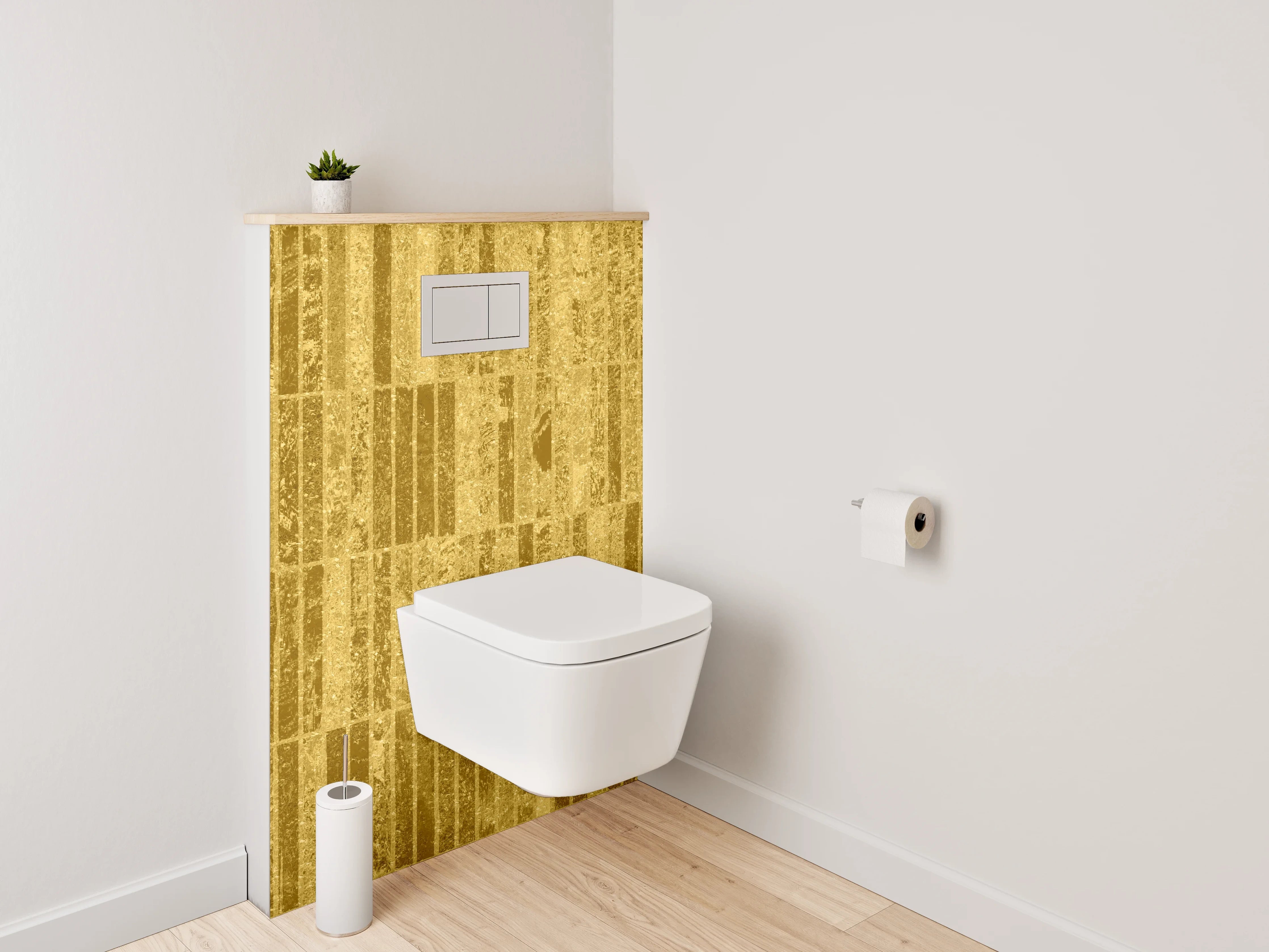 WC-Rückwand - Goldenes Marmor-Design Fliesenoptik
