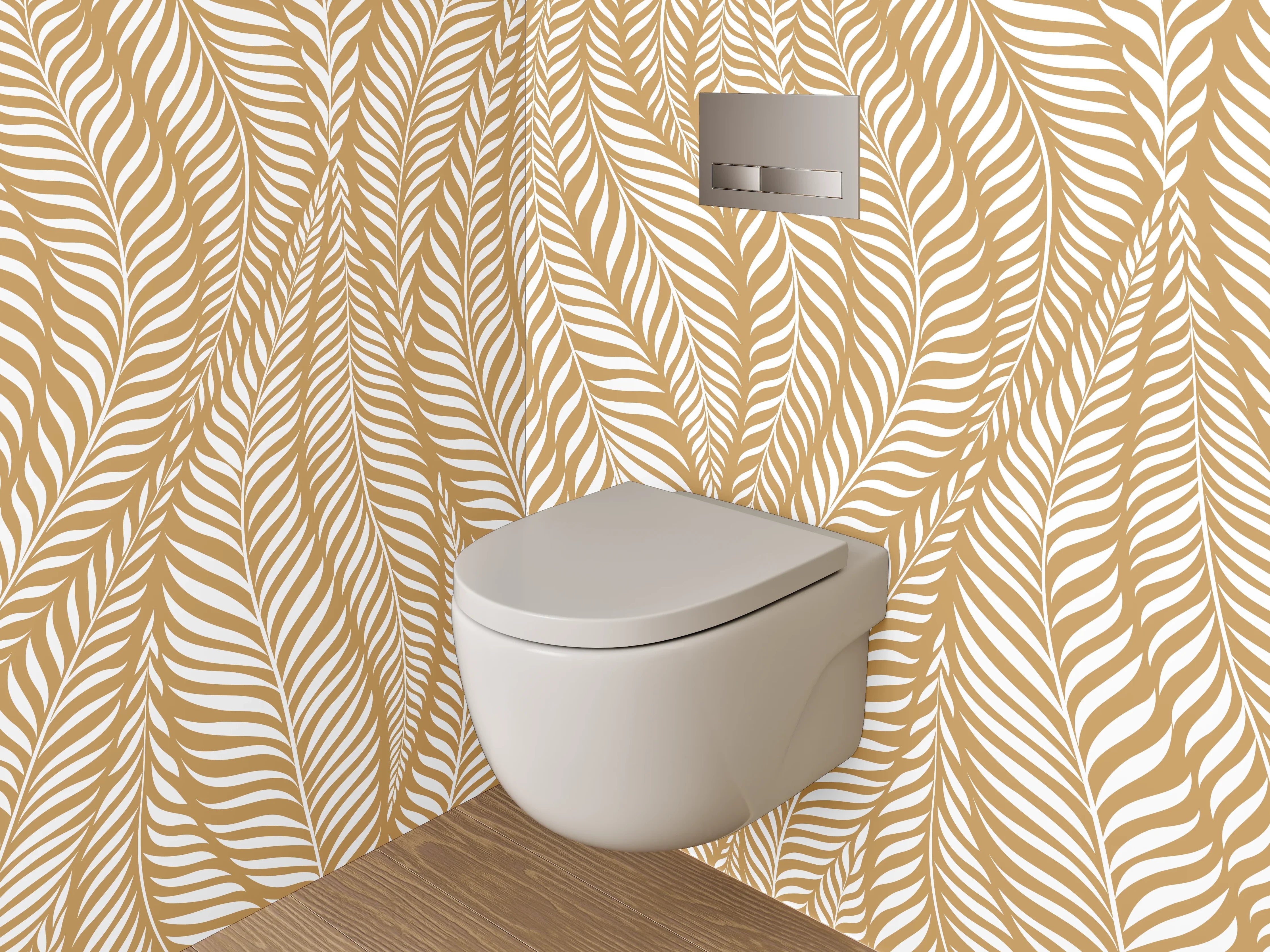 WC-Rückwand - Goldenes Palmblatt Muster Eleganz