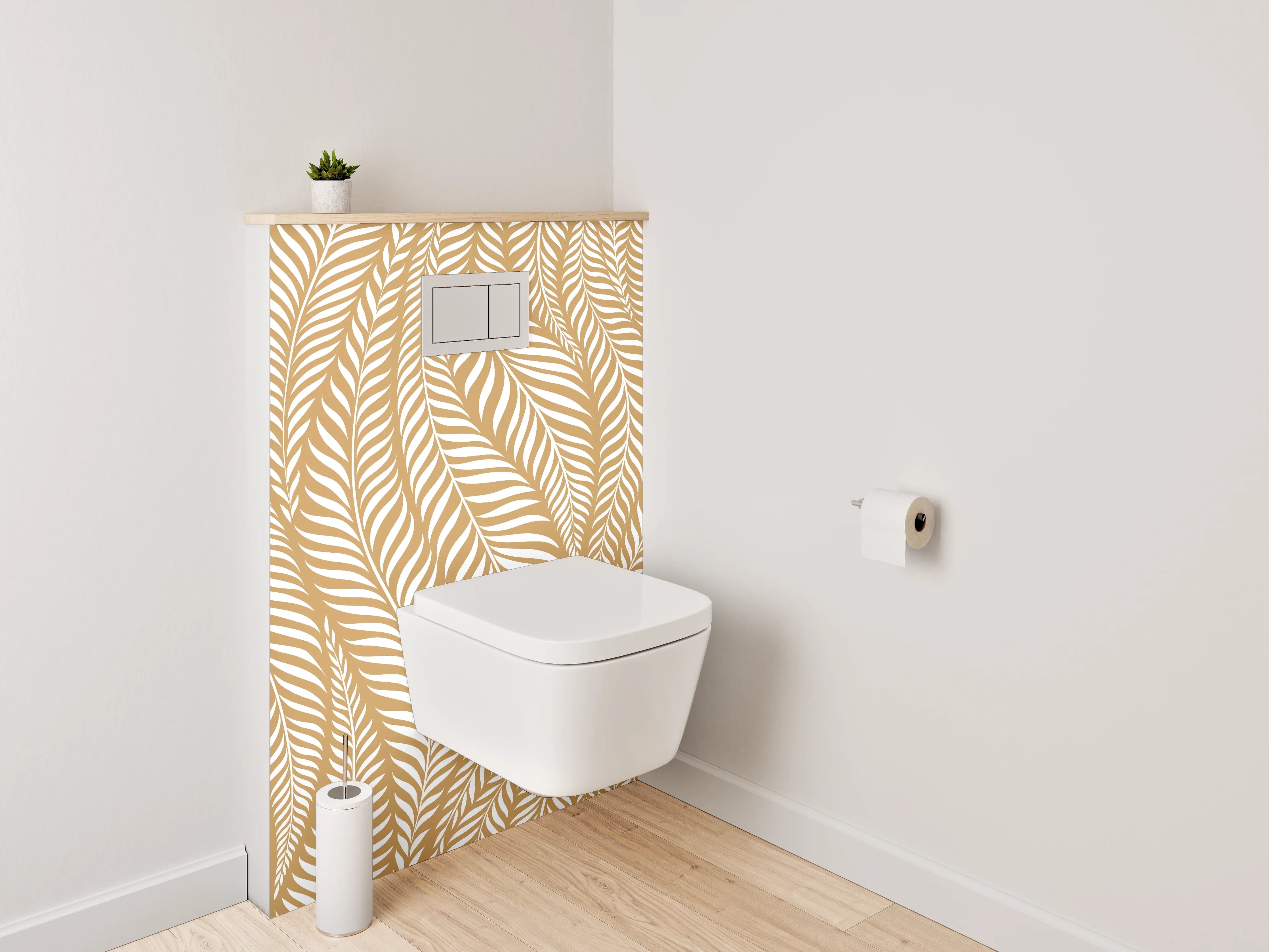 WC-Rückwand - Goldenes Palmblatt Muster Eleganz