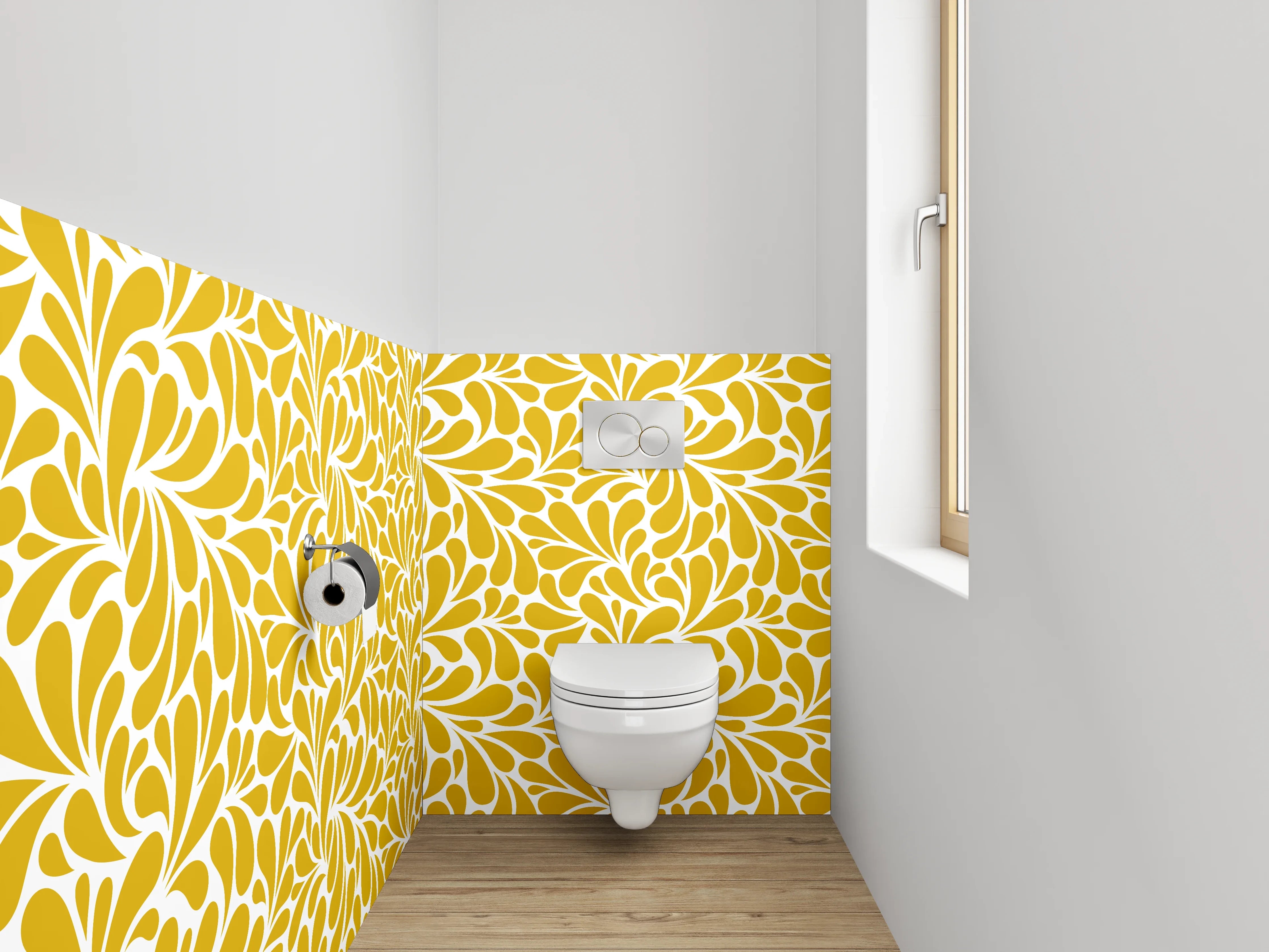 WC-Rückwand - Goldenes Retro-Muster Wallpaper