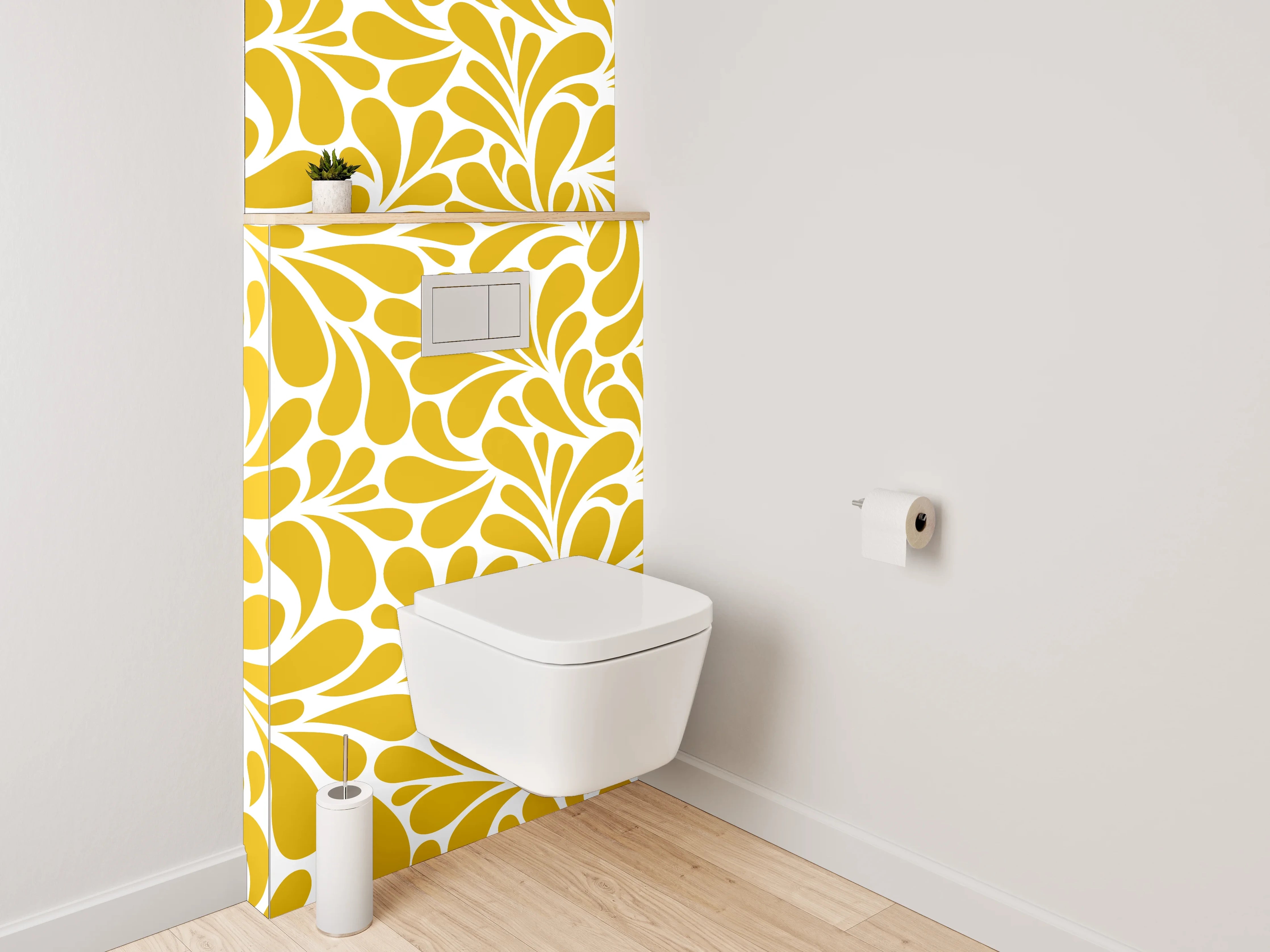 WC-Rückwand - Goldenes Retro-Muster Wallpaper