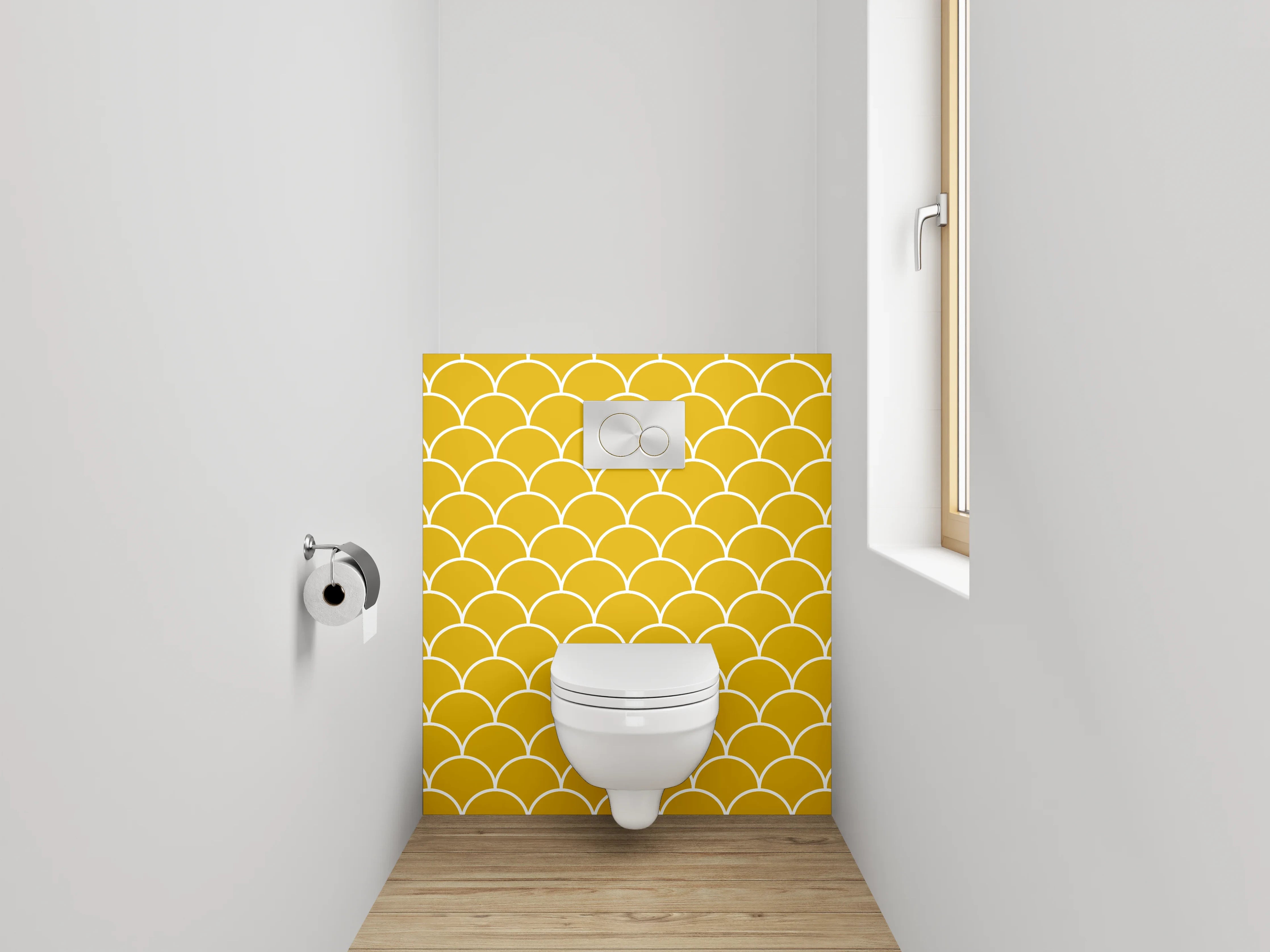 WC-Rückwand - Goldenes Schuppenmuster Retro Tapete