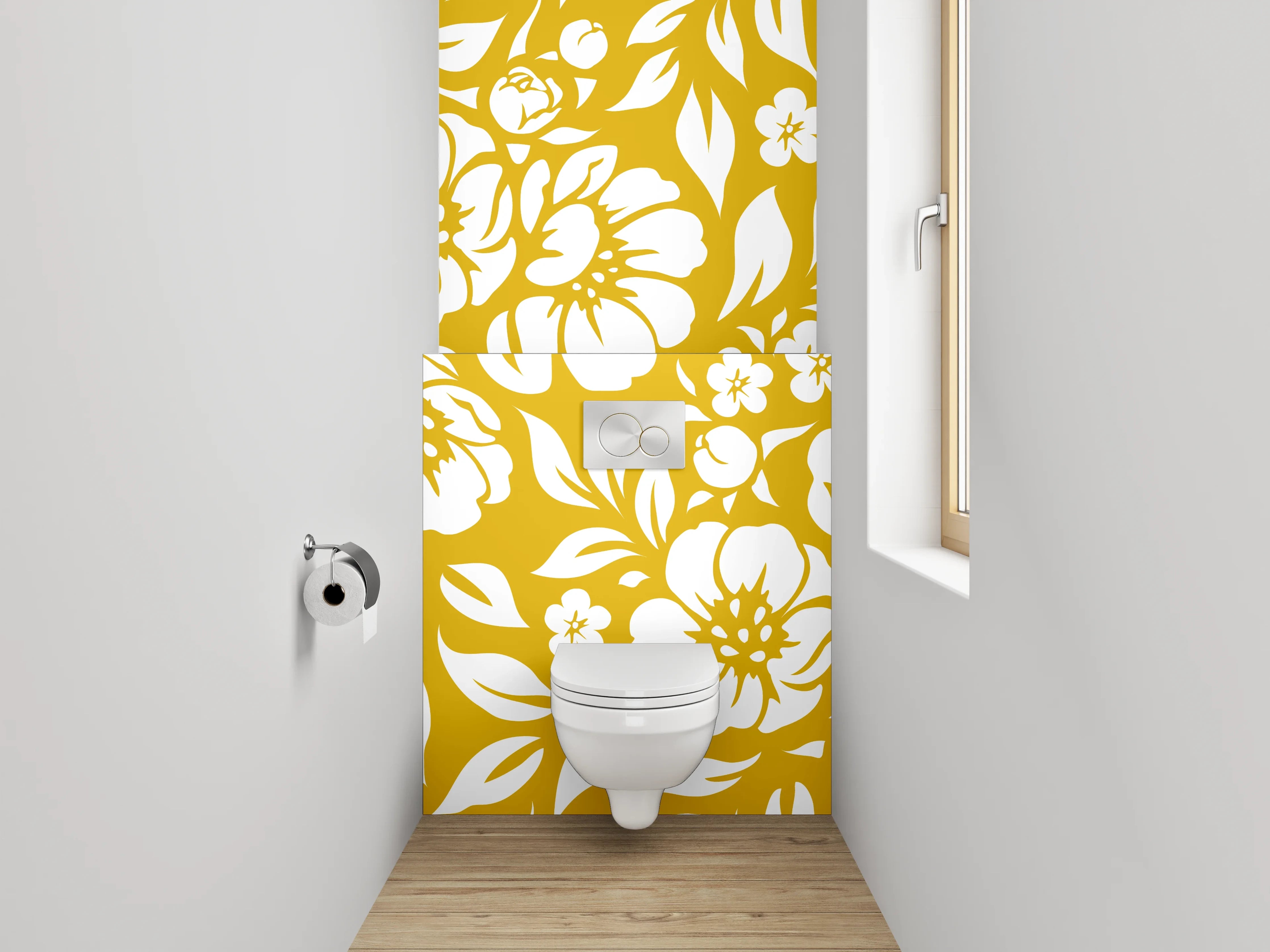 WC-Rückwand - Goldenes florales Muster