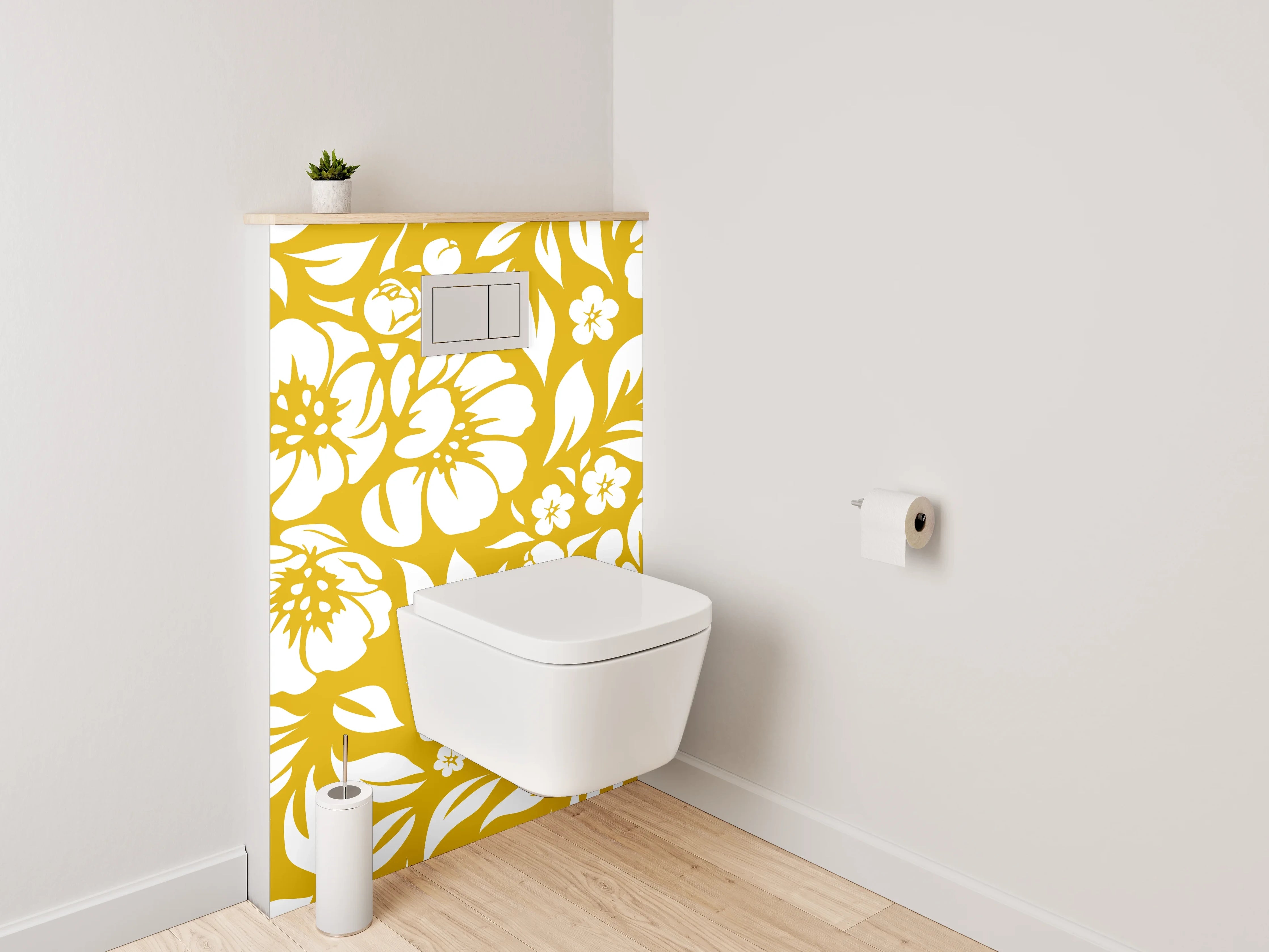 WC-Rückwand - Goldenes florales Muster