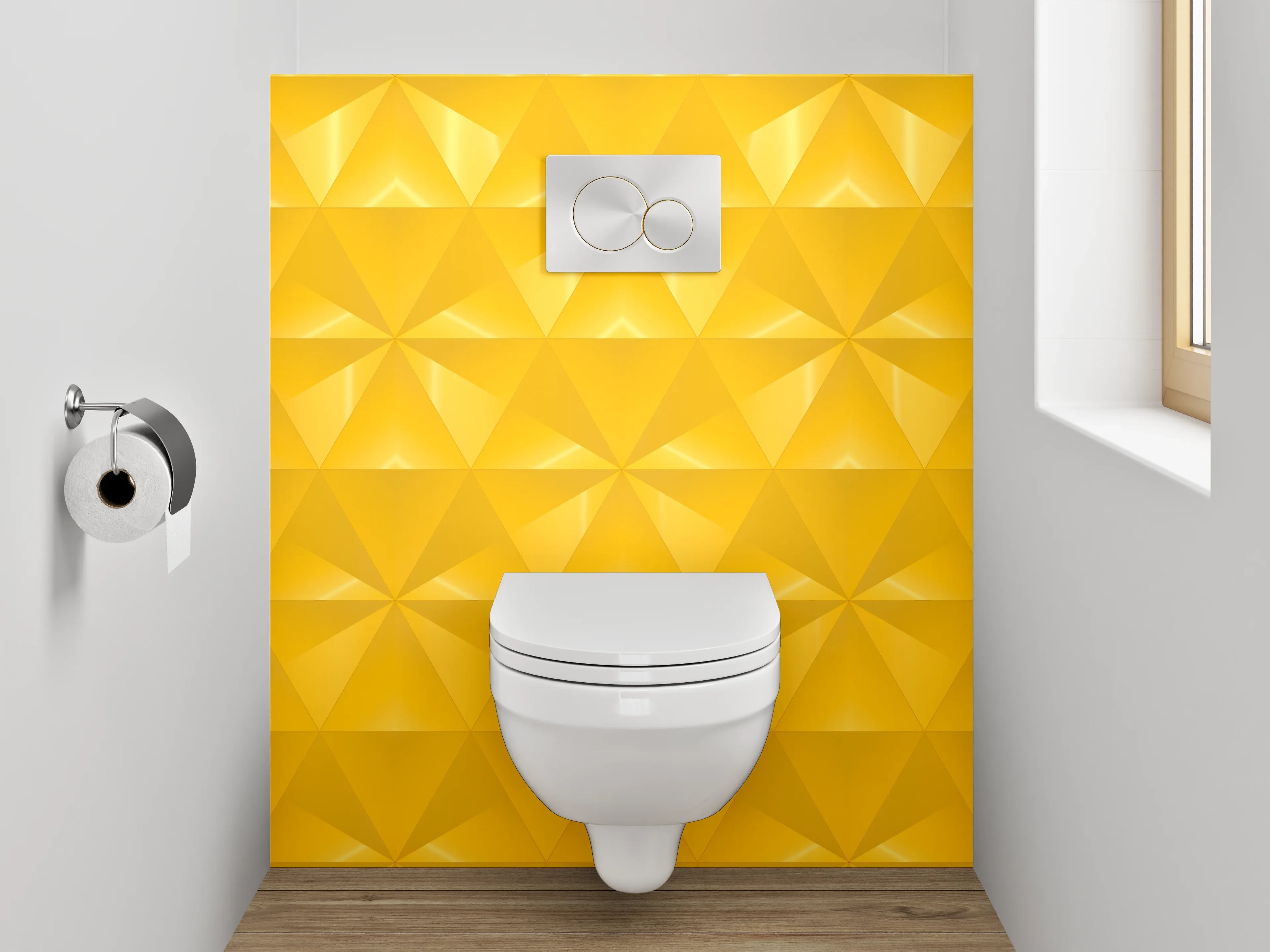 WC-Rückwand - Goldenes geometrisches Muster modern