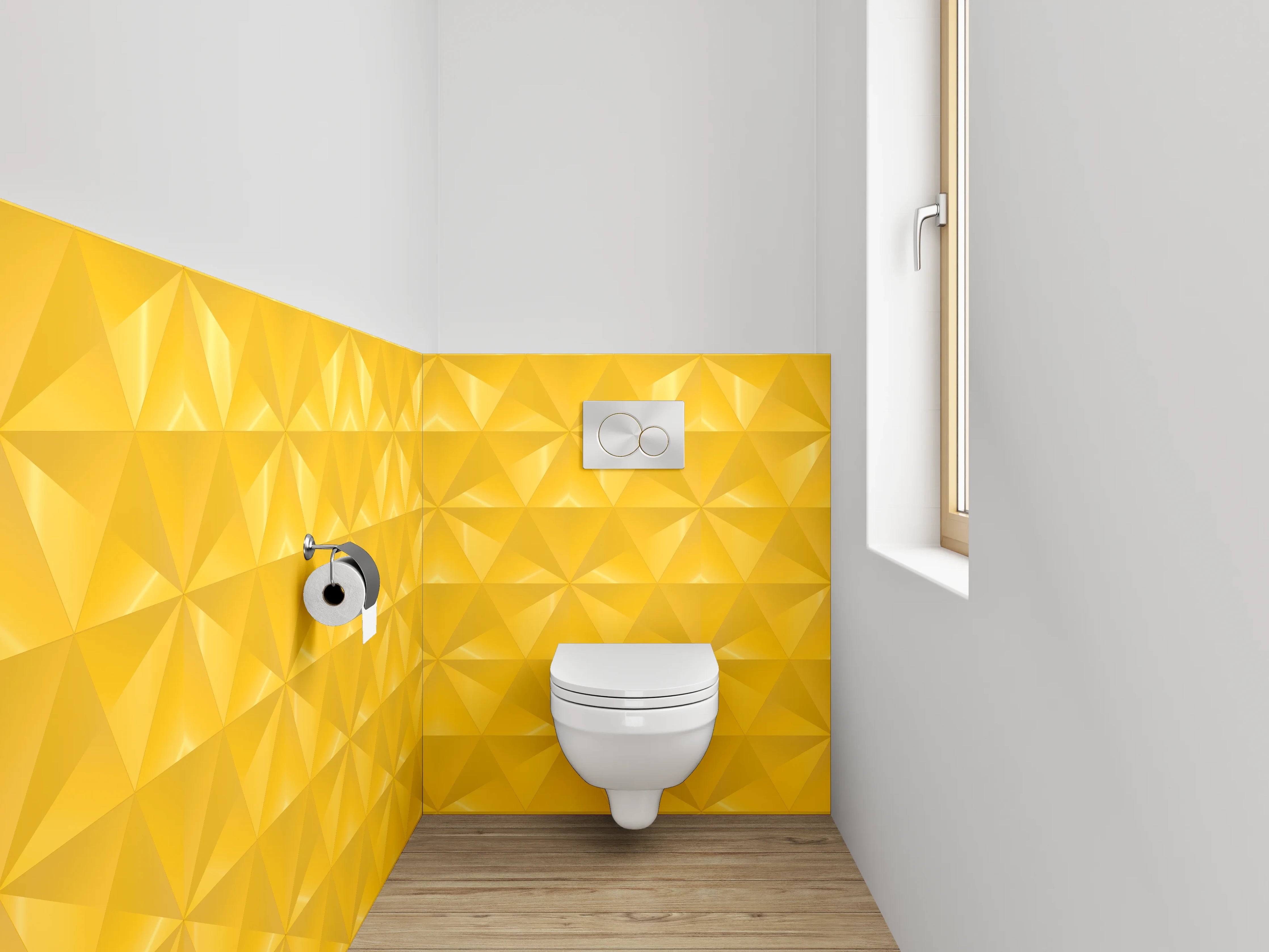 WC-Rückwand - Goldenes geometrisches Muster modern