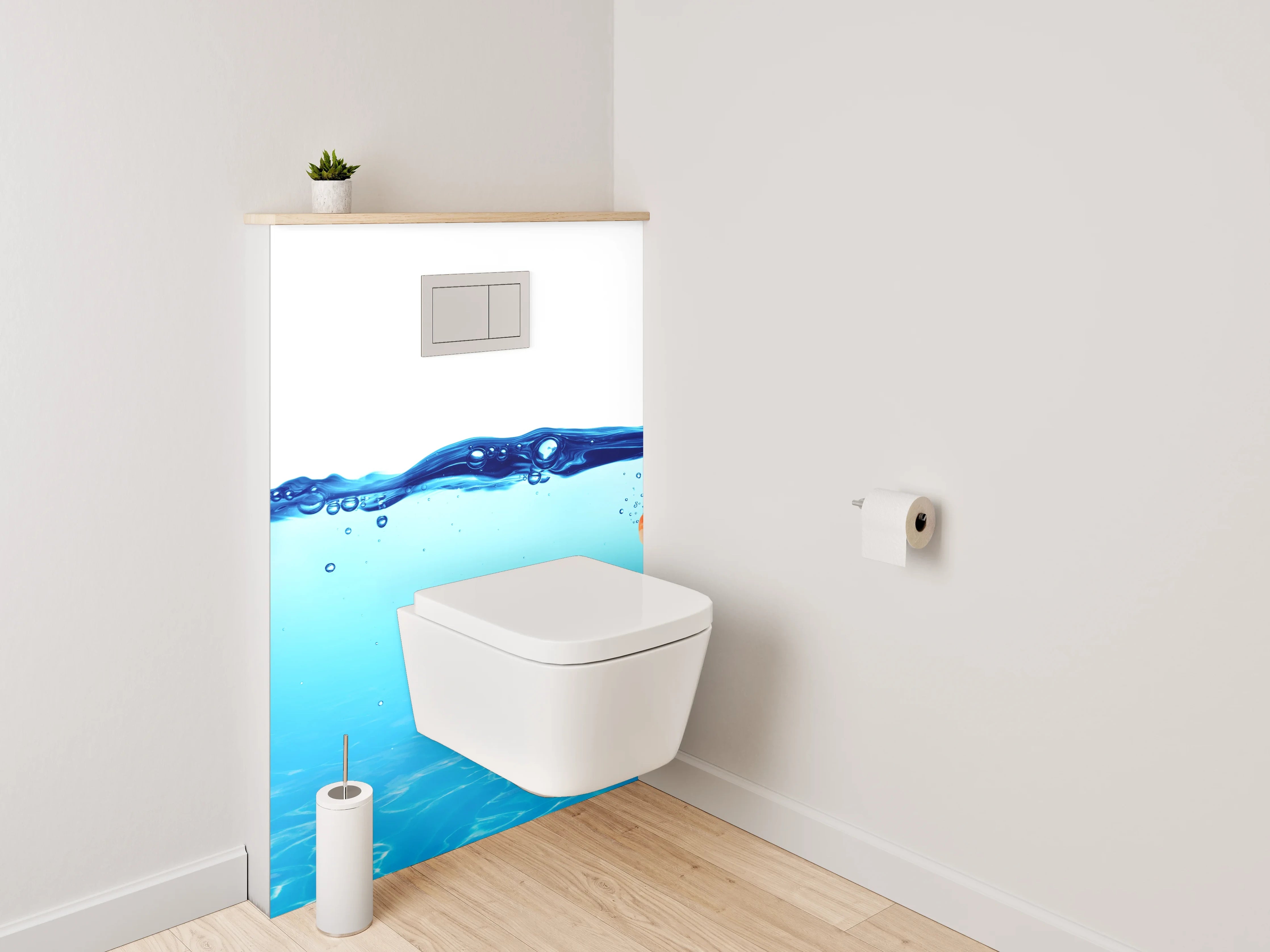 WC-Rückwand - Goldfisch mit Haifischflosse im Wasser
