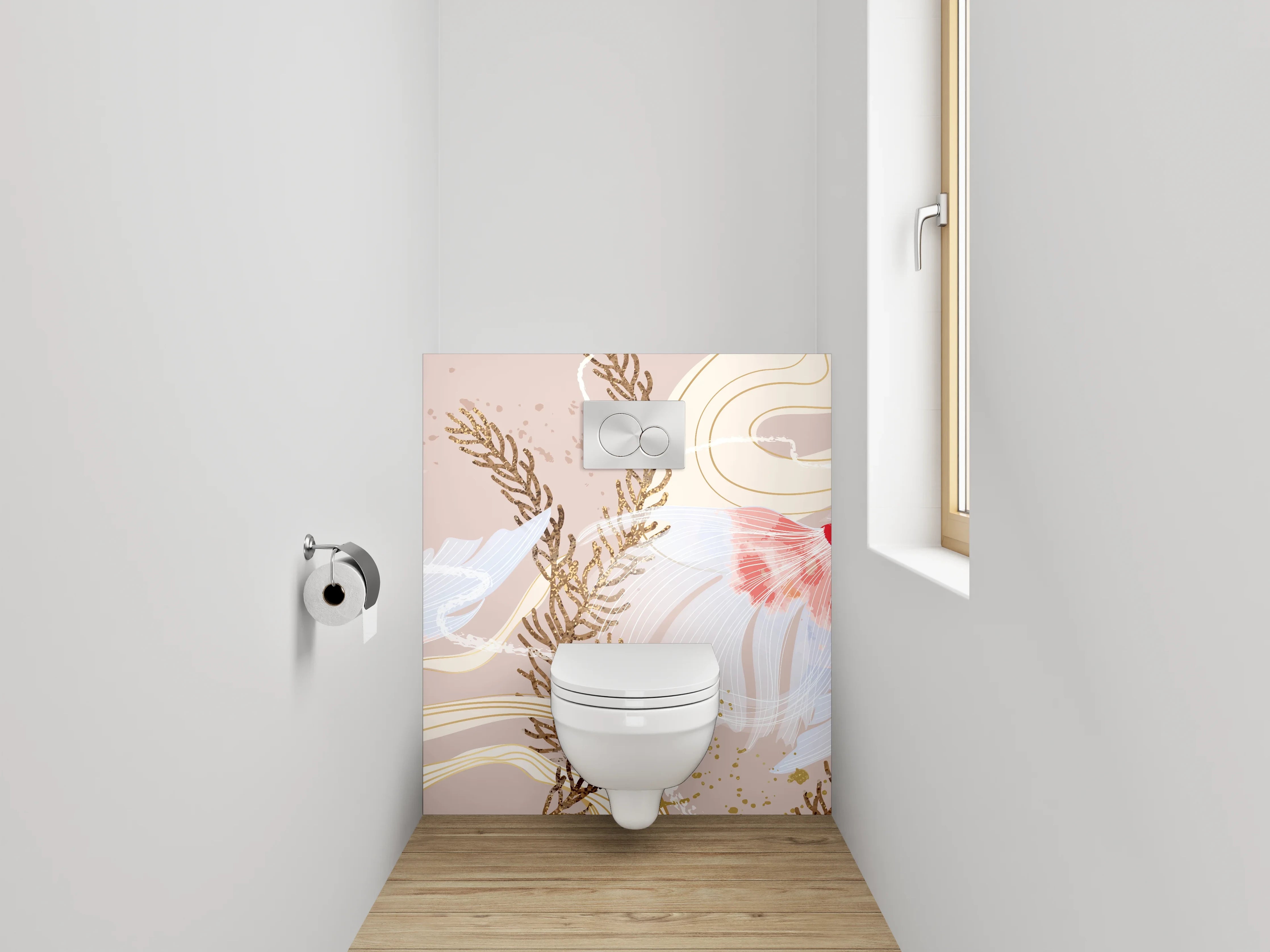 WC-Rückwand - Goldfische Illustration Unterwasser Pflanzendekor