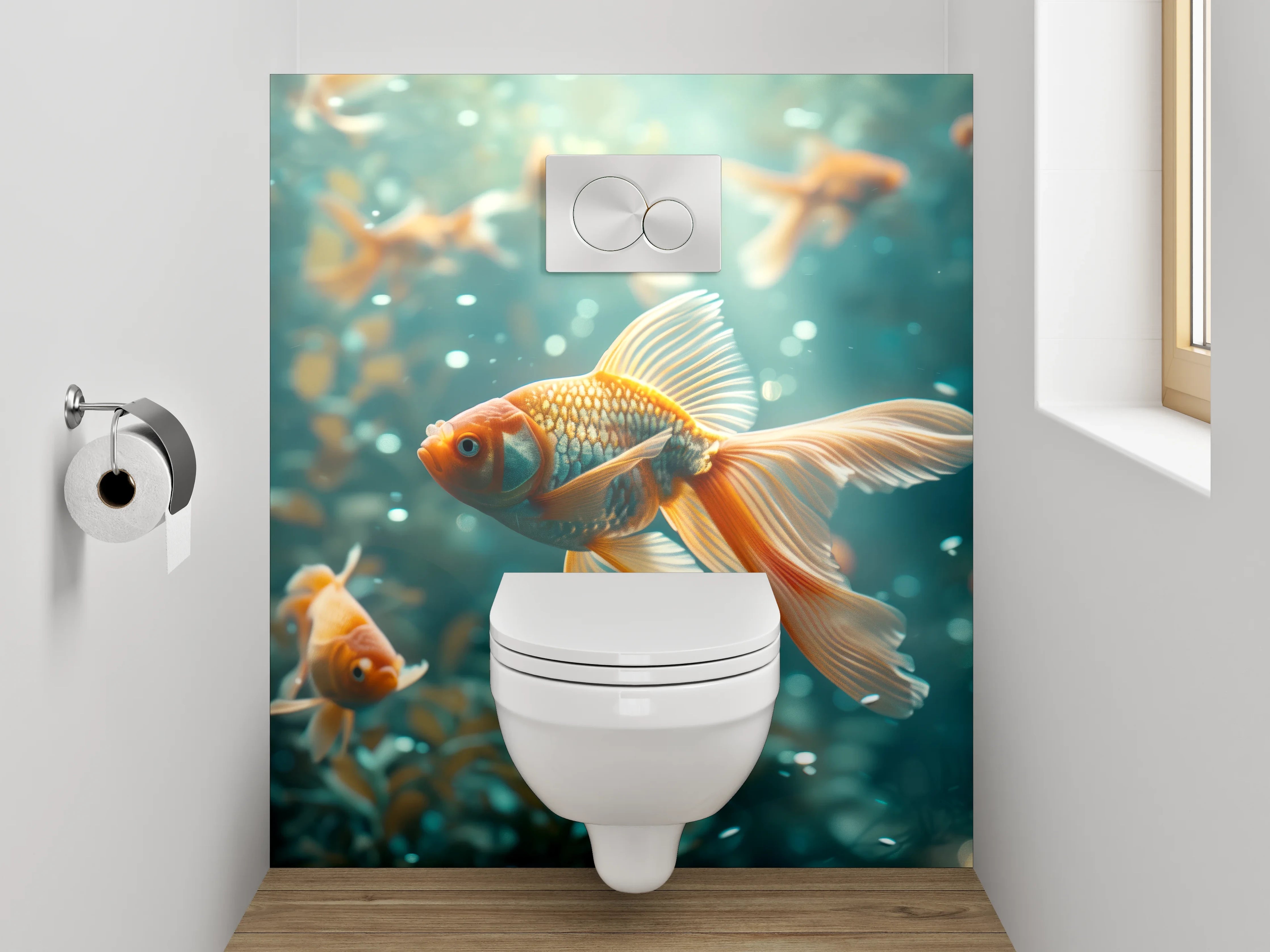 WC-Rückwand - Goldfische Unterwasser Paradies