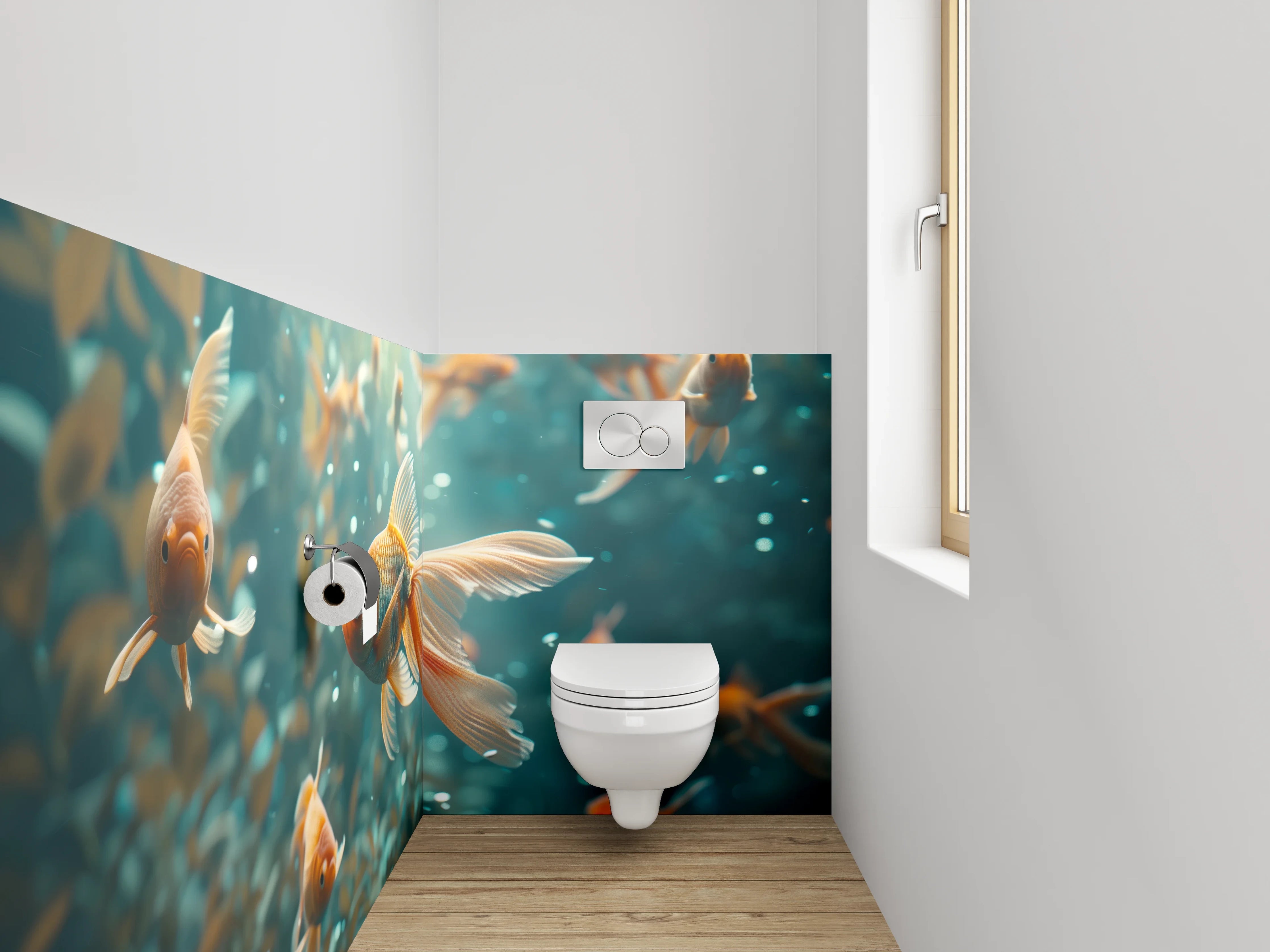WC-Rückwand - Goldfische Unterwasser Paradies