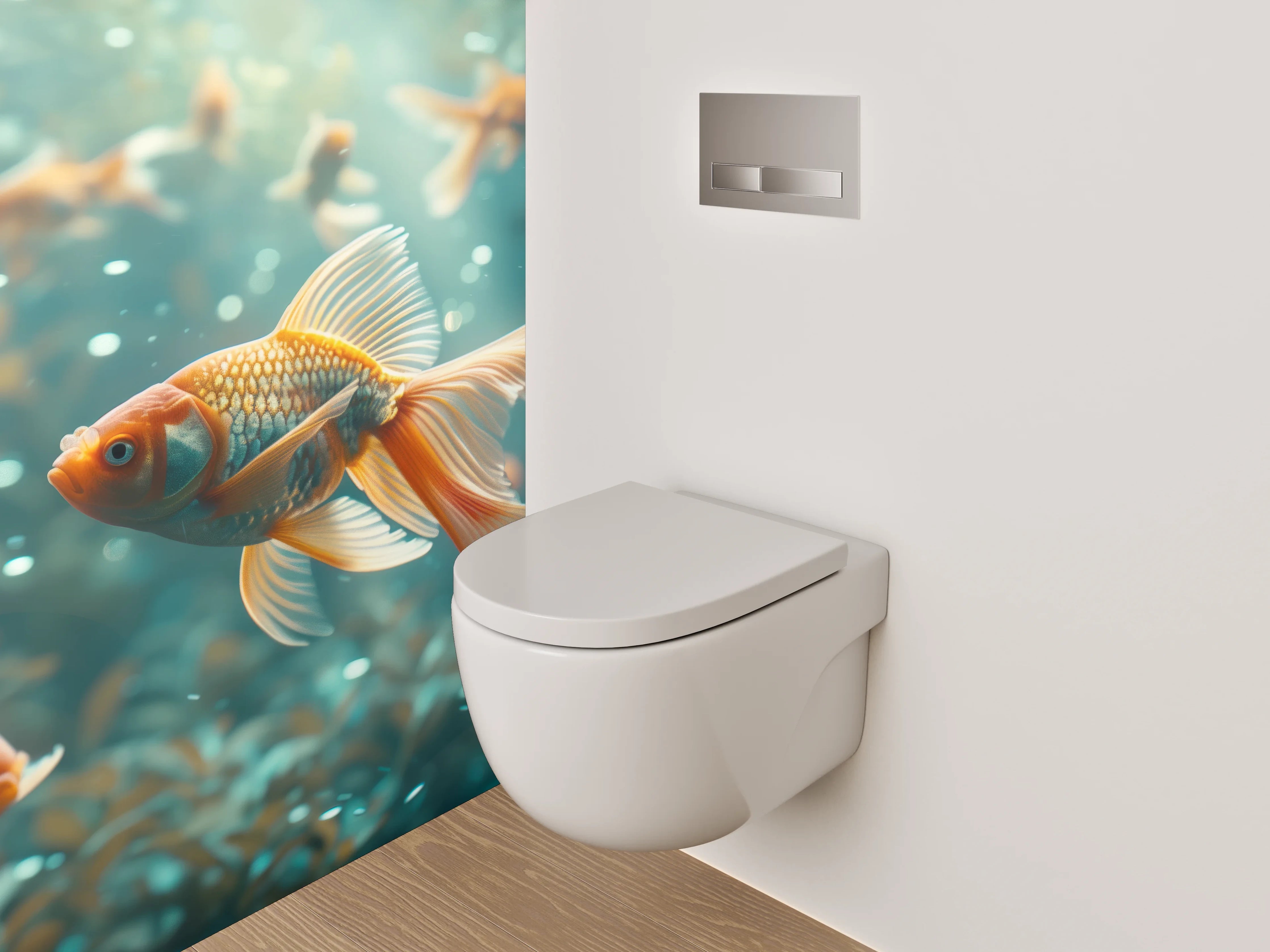 WC-Rückwand - Goldfische Unterwasser Paradies