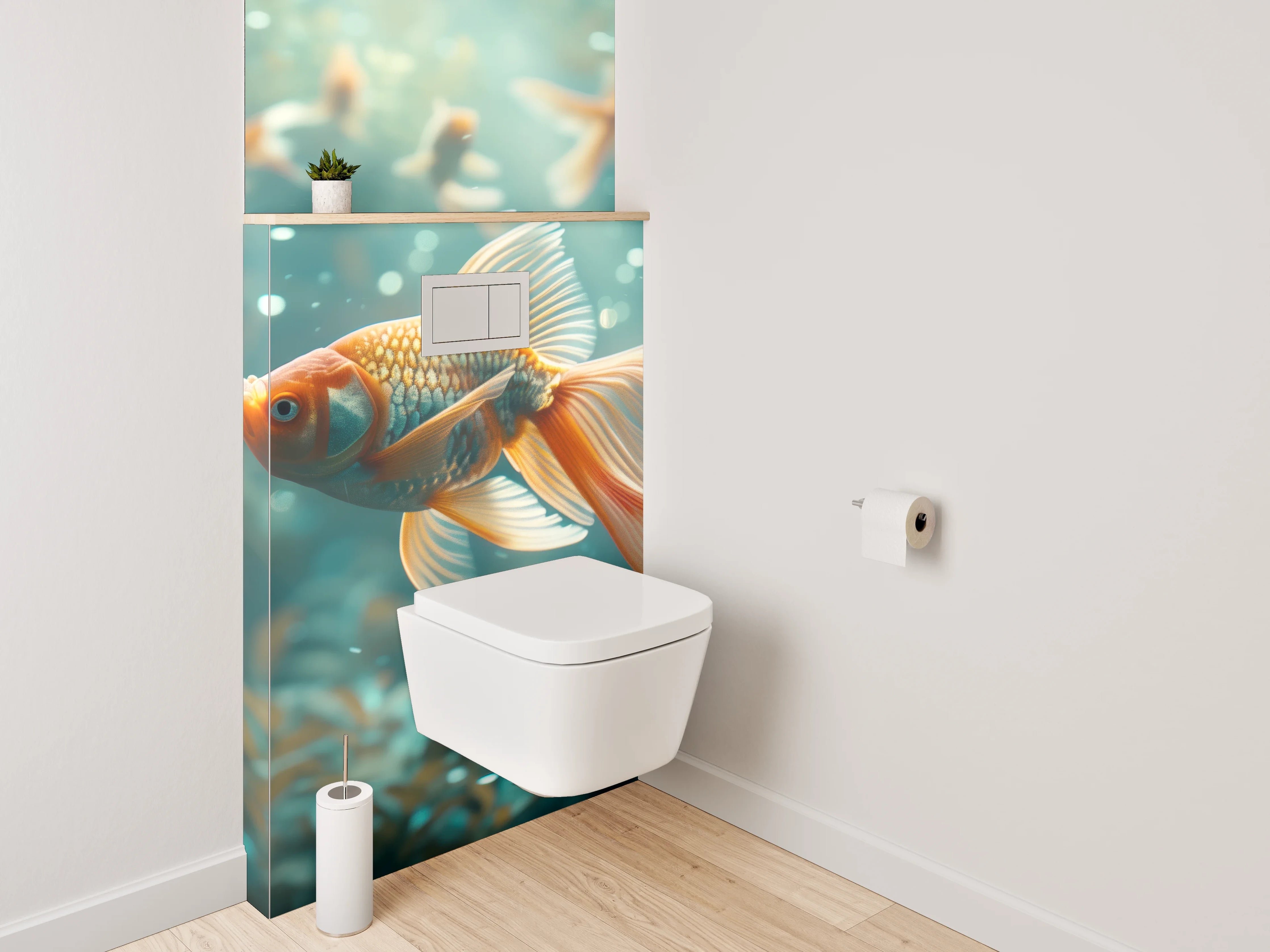 WC-Rückwand - Goldfische Unterwasser Paradies