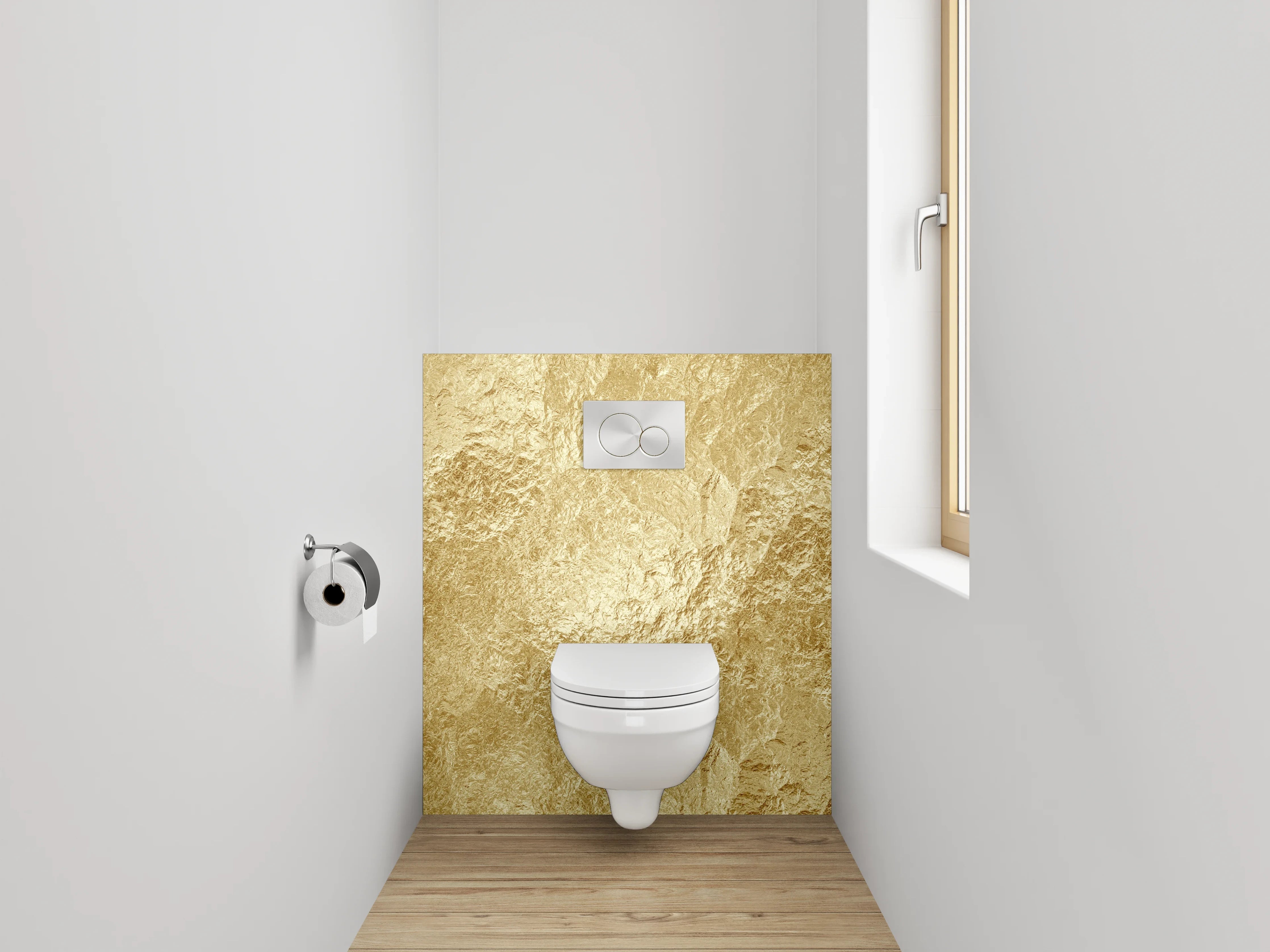 WC-Rückwand - Goldstruktur Metallic Tapete Luxusoptik