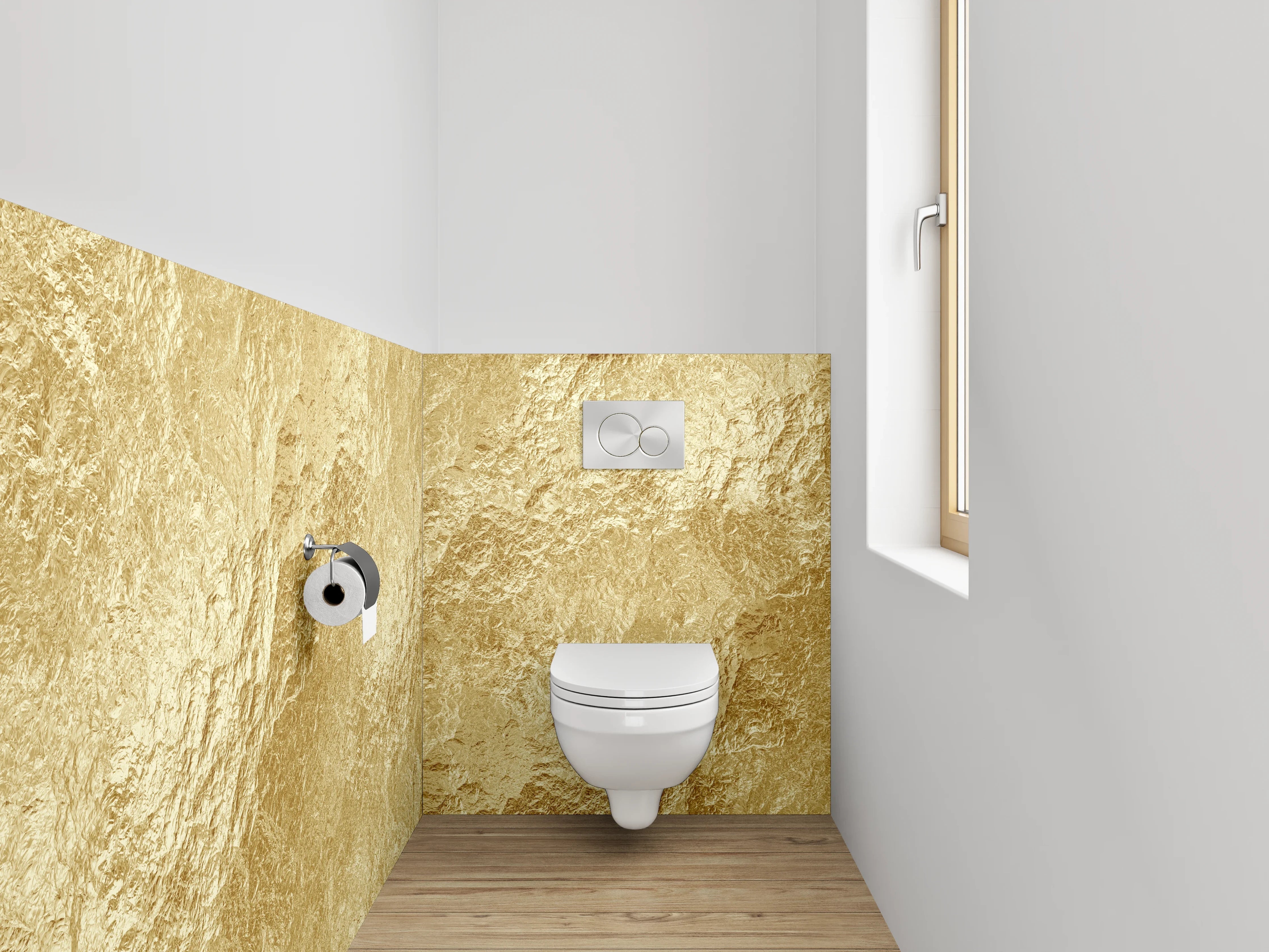 WC-Rückwand - Goldstruktur Metallic Tapete Luxusoptik