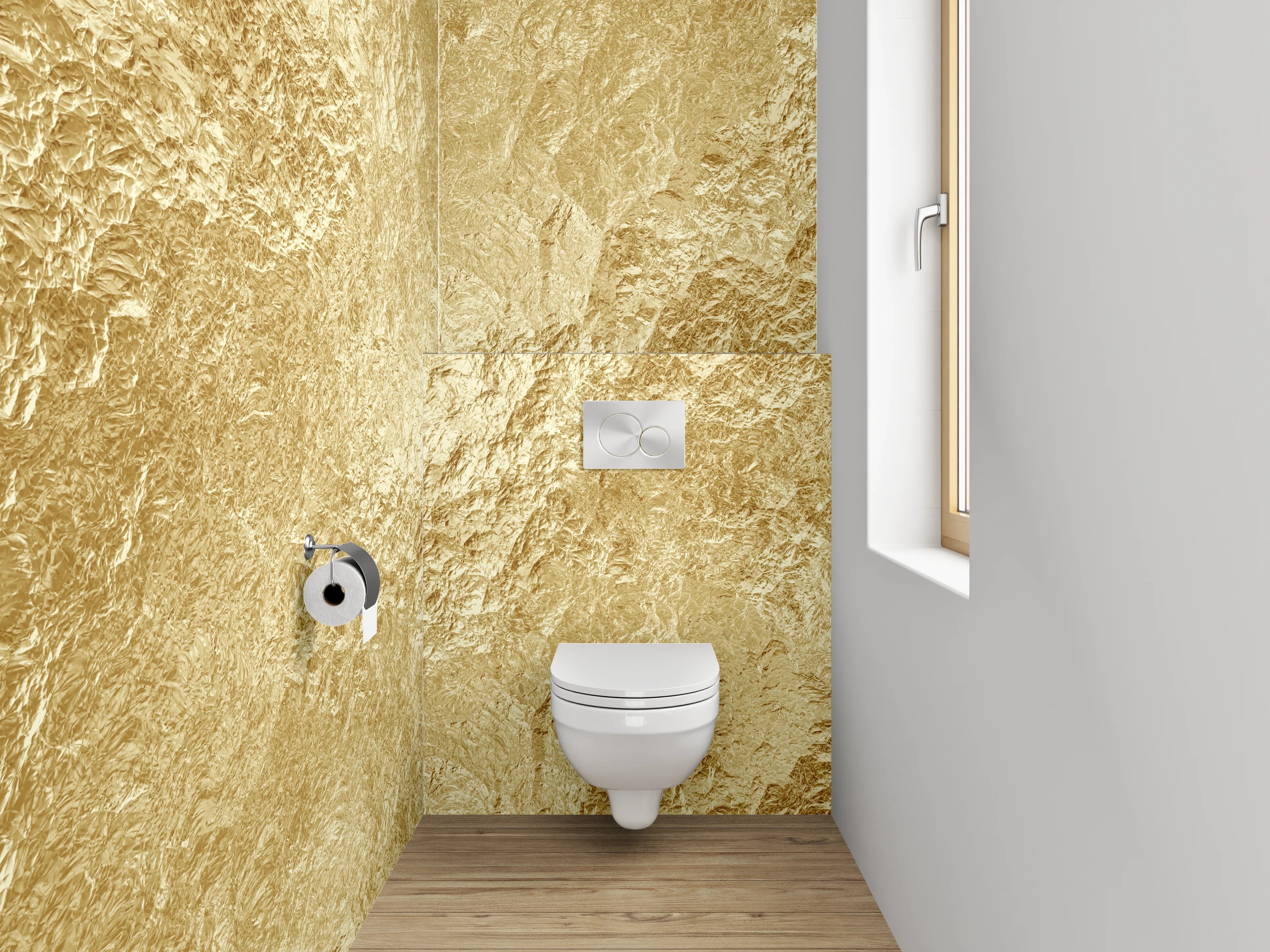 WC-Rückwand - Goldstruktur Metallic Tapete Luxusoptik
