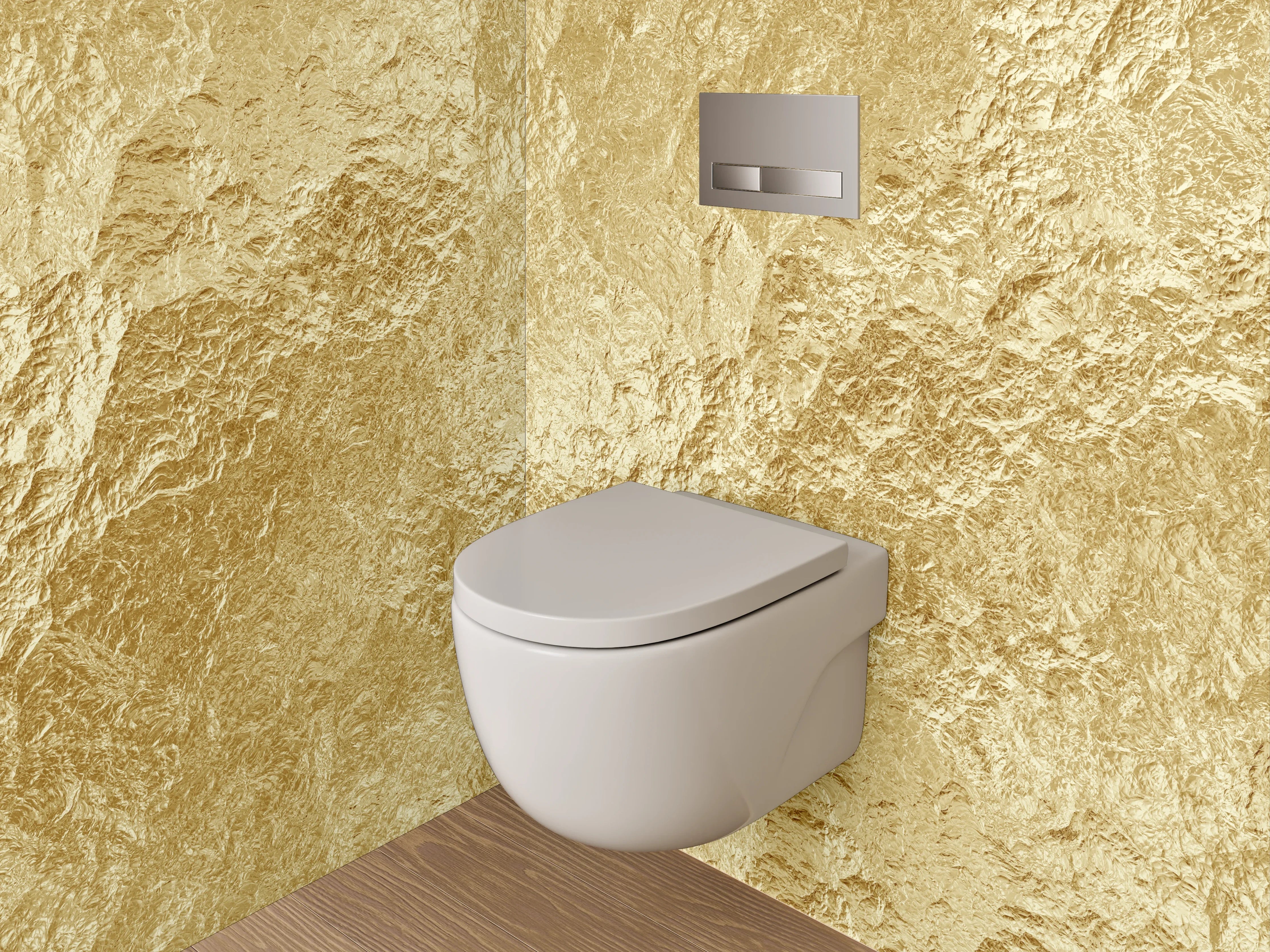 WC-Rückwand - Goldstruktur Metallic Tapete Luxusoptik