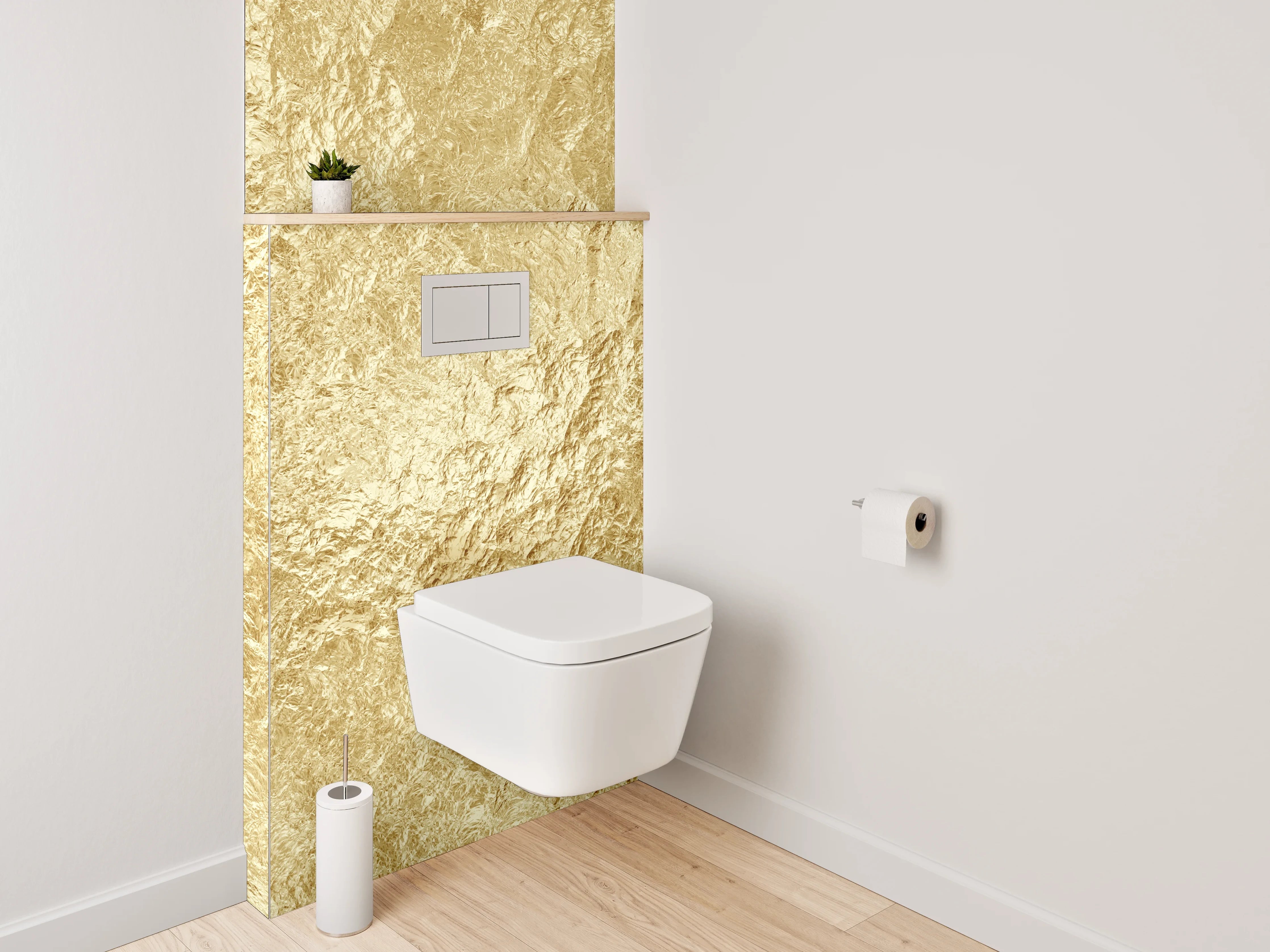 WC-Rückwand - Goldstruktur Metallic Tapete Luxusoptik