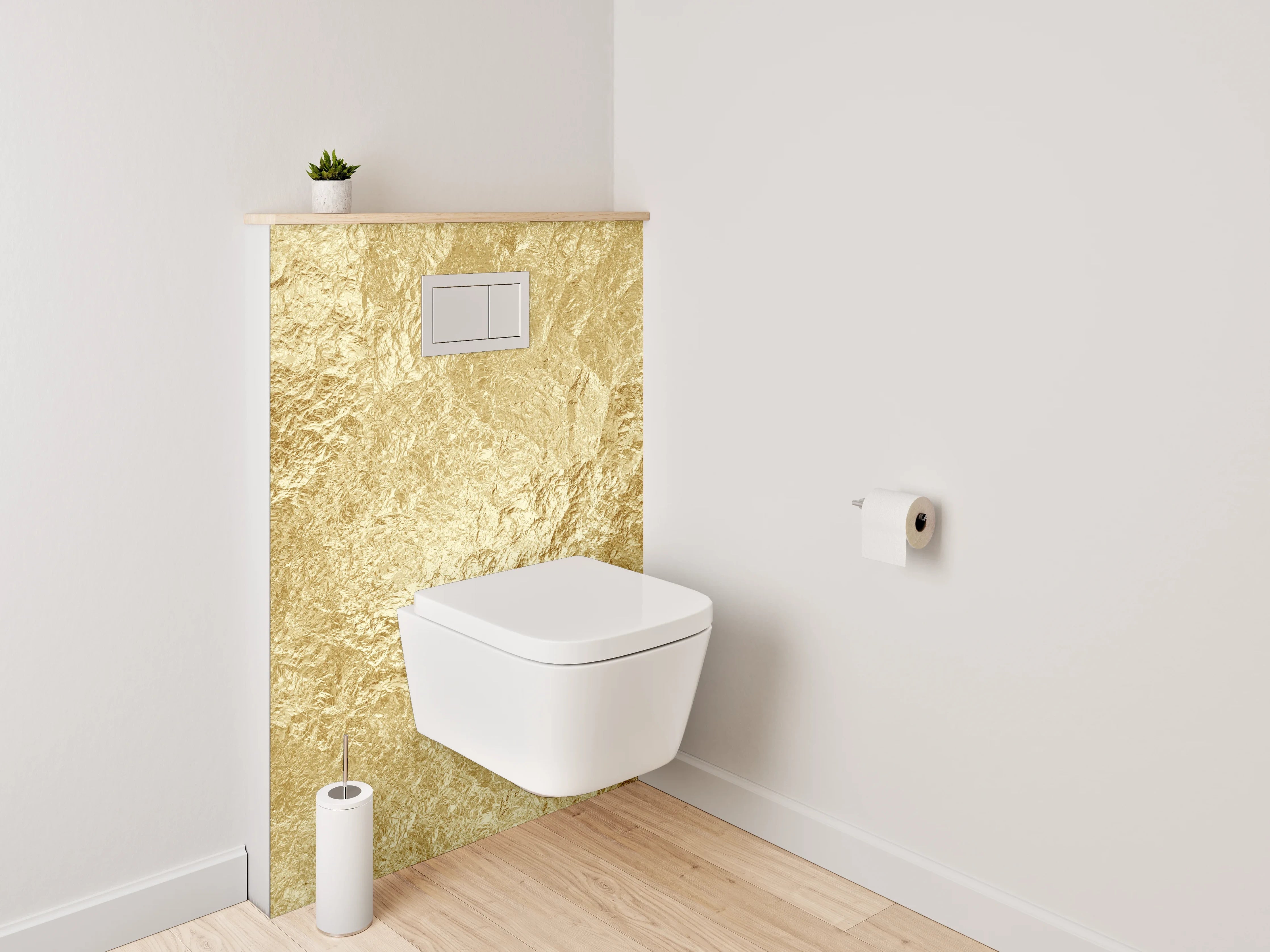 WC-Rückwand - Goldstruktur Metallic Tapete Luxusoptik