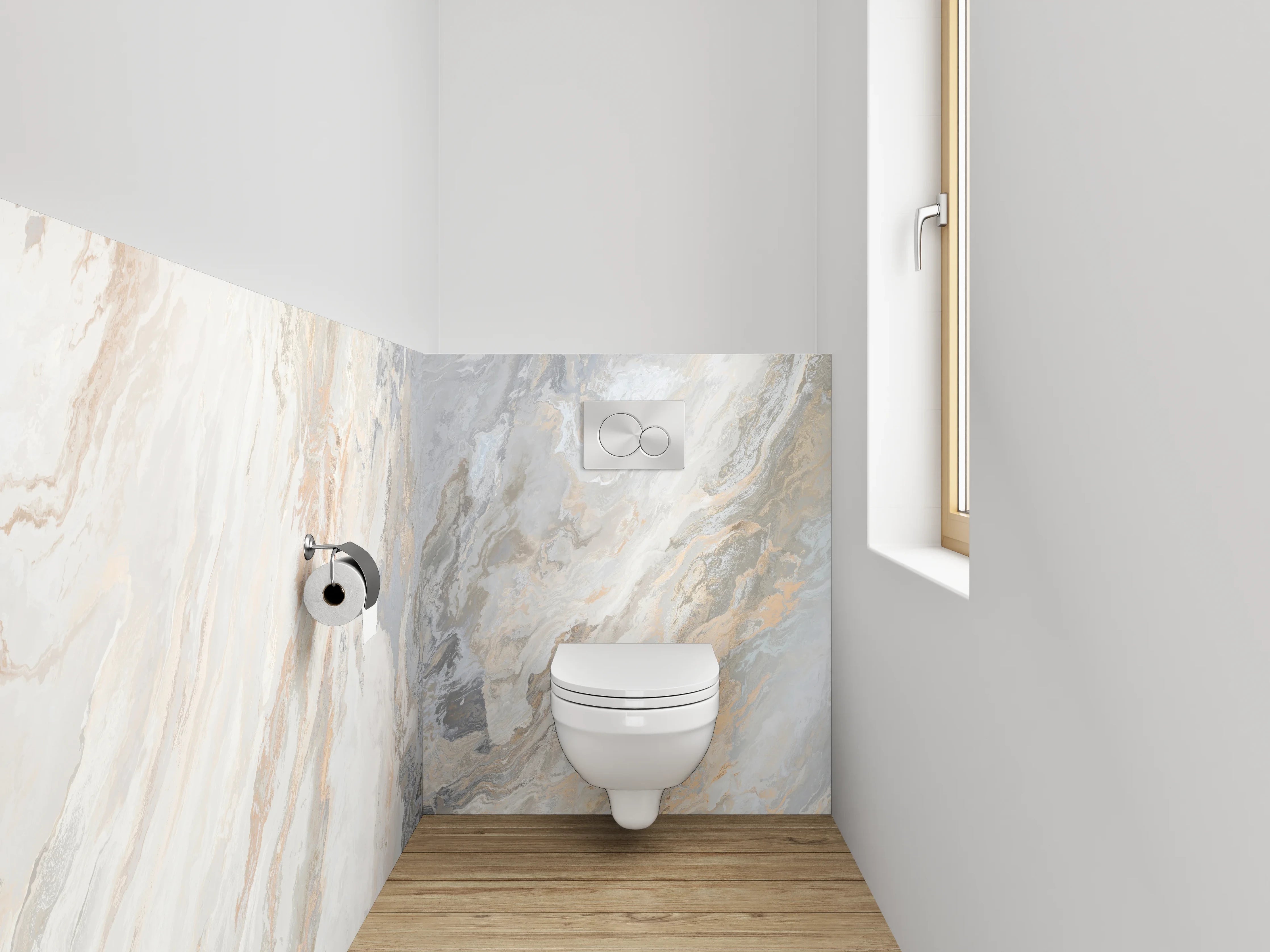 WC-Rückwand - Graffiti-Textur in Beige und Grau