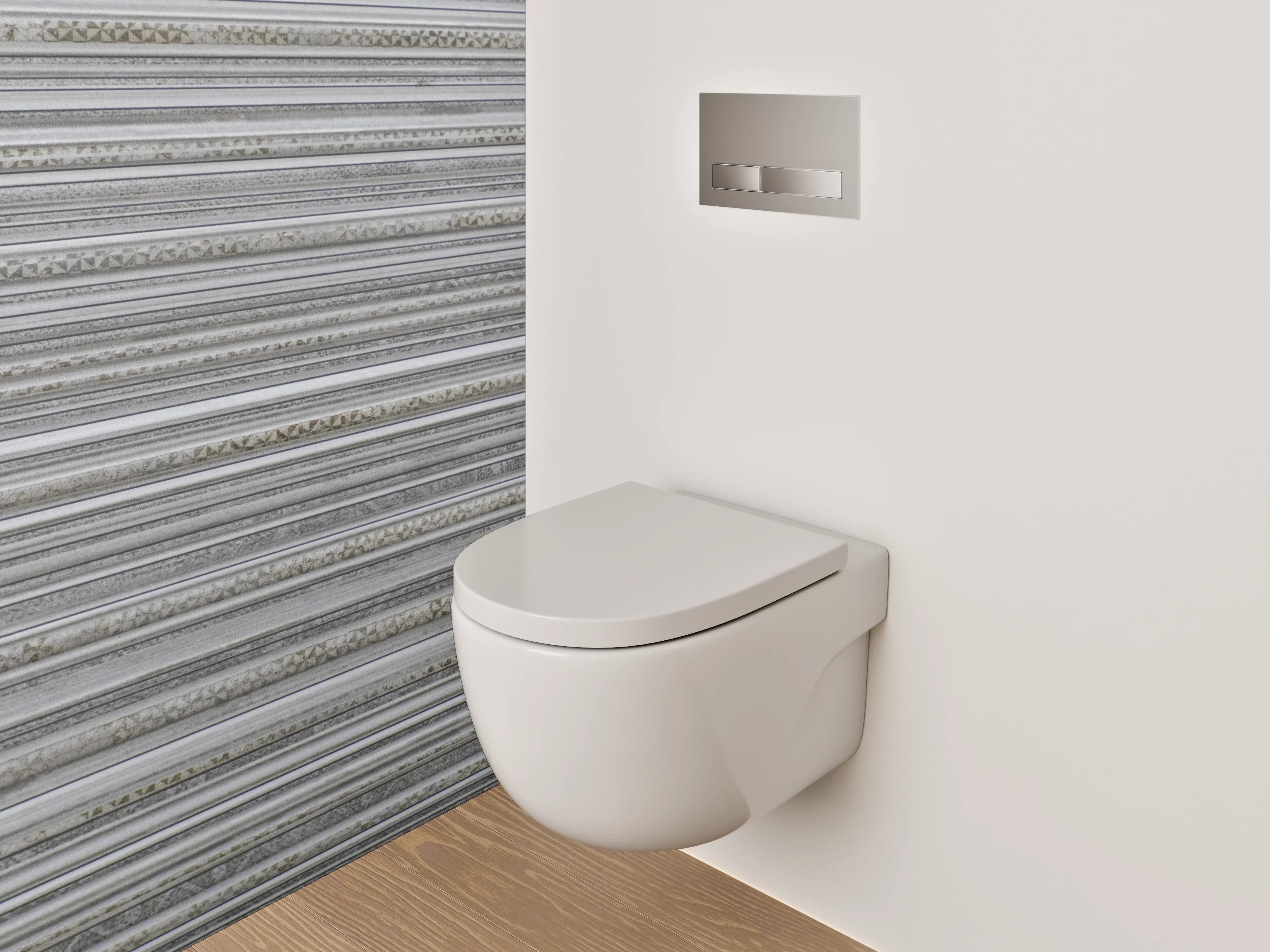 WC-Rückwand - Grau-beige gestreifte Marmoroptik