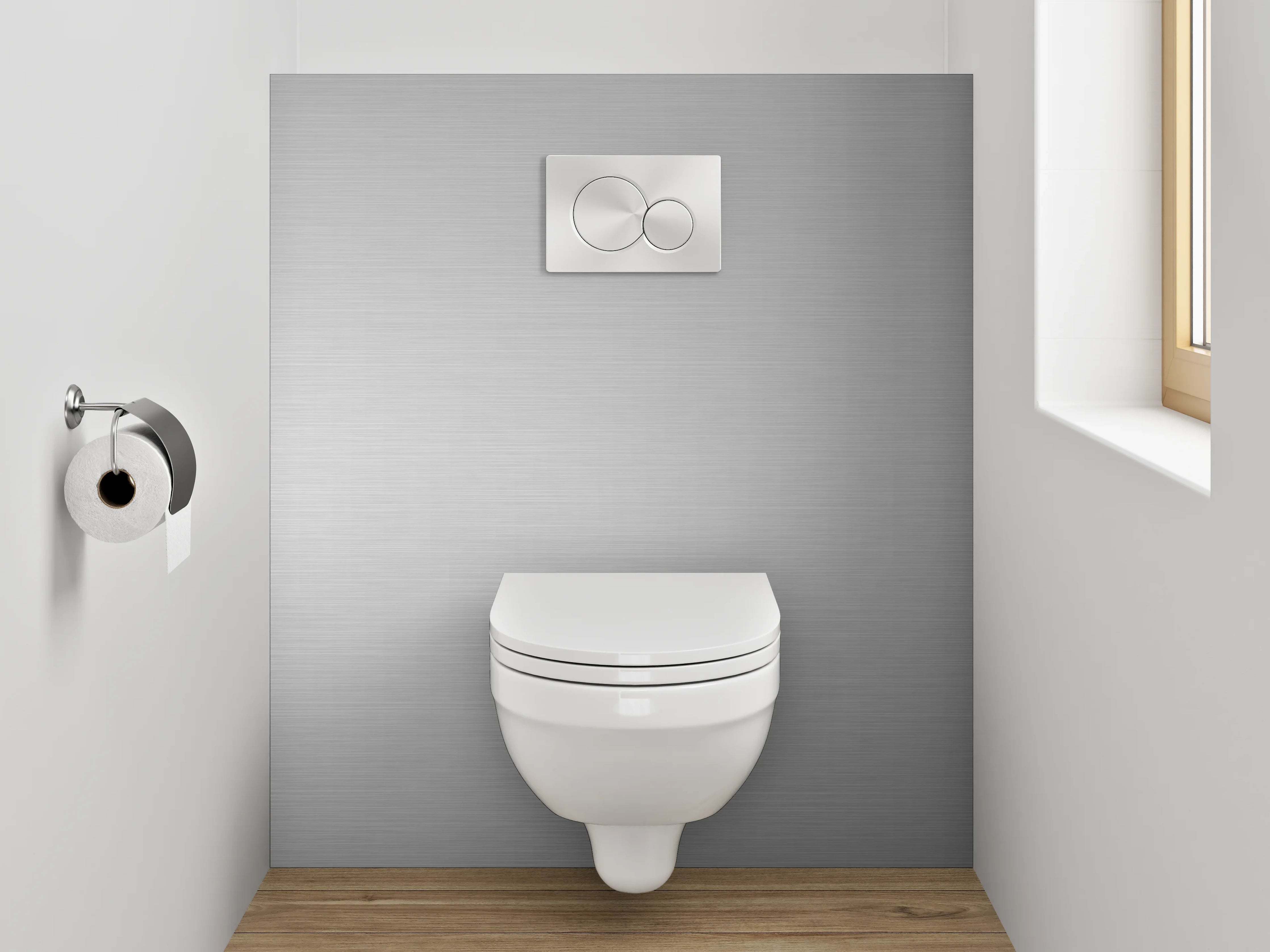 WC-Rückwand - Grau-metallicene Oberflächenstruktur