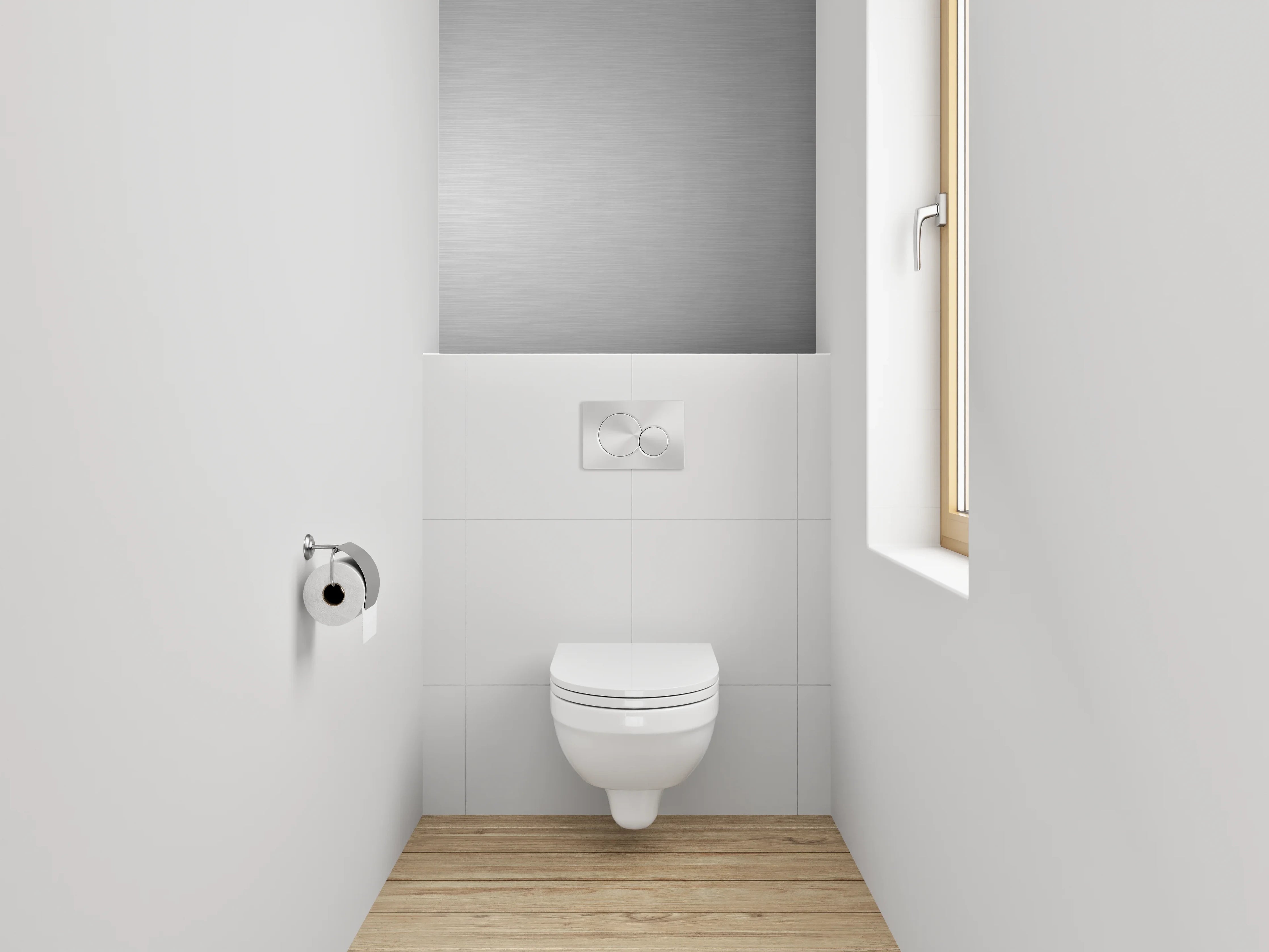 WC-Rückwand - Grau-metallicene Oberflächenstruktur