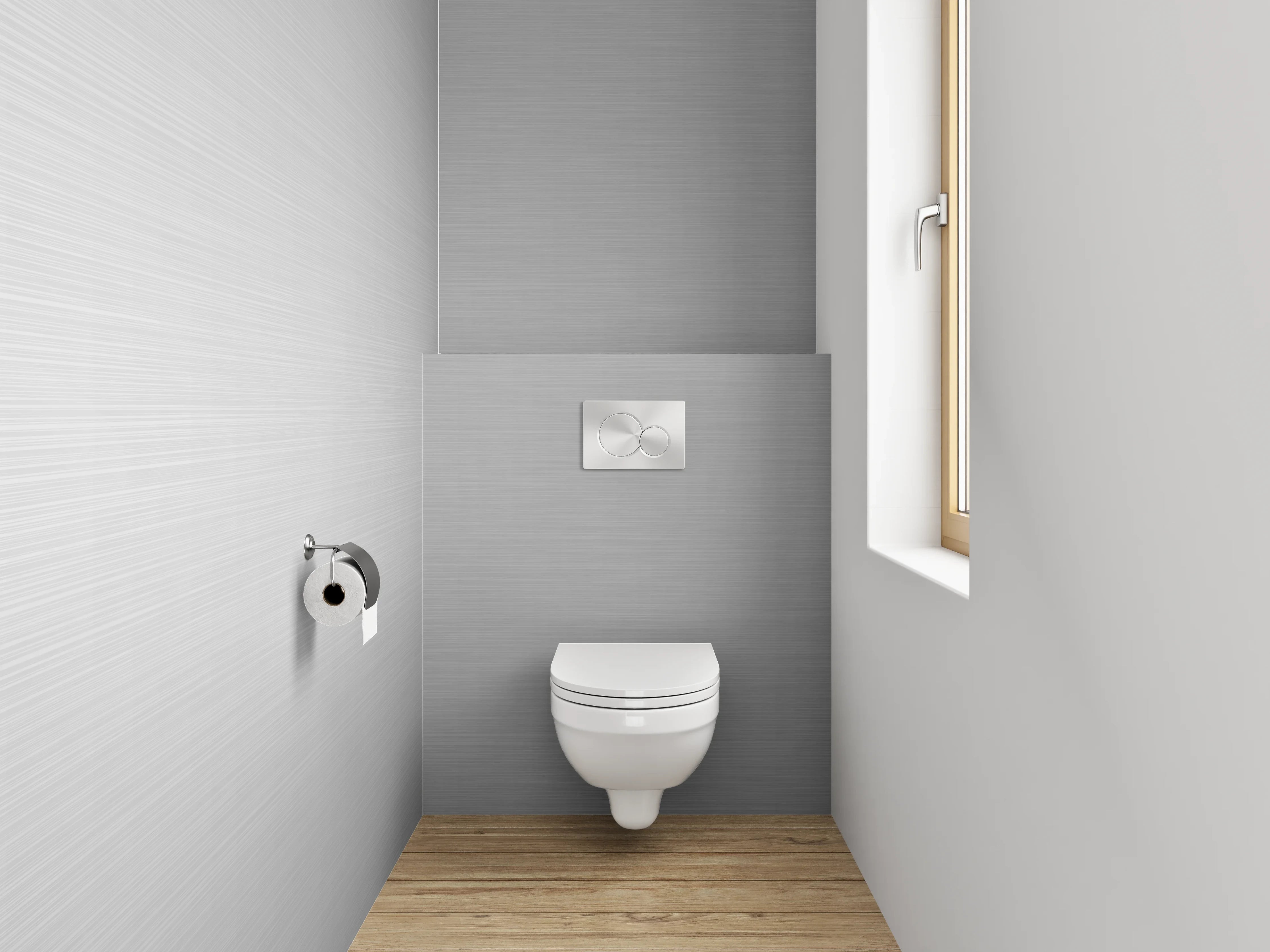 WC-Rückwand - Grau-metallicene Oberflächenstruktur