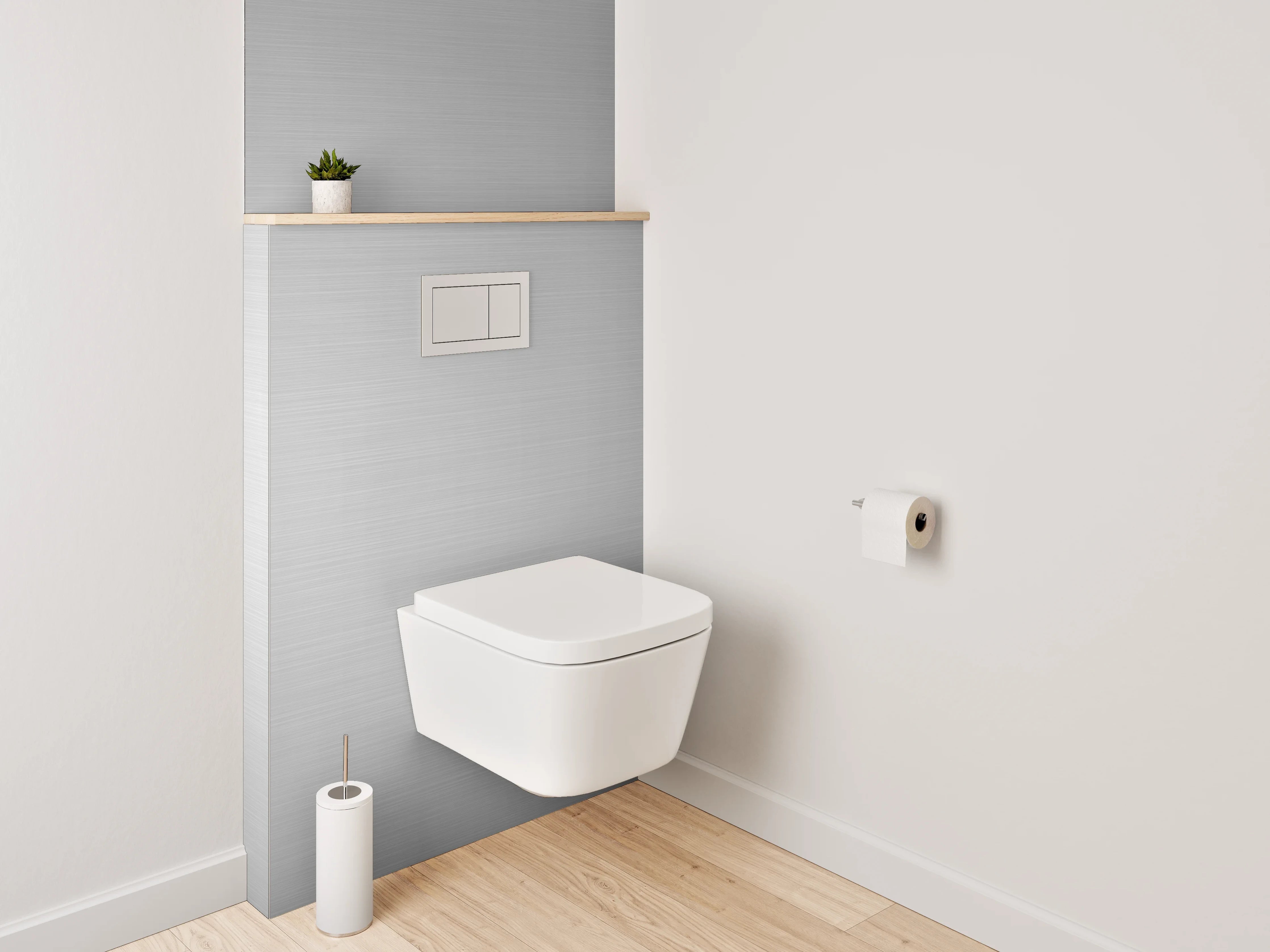 WC-Rückwand - Grau-metallicene Oberflächenstruktur