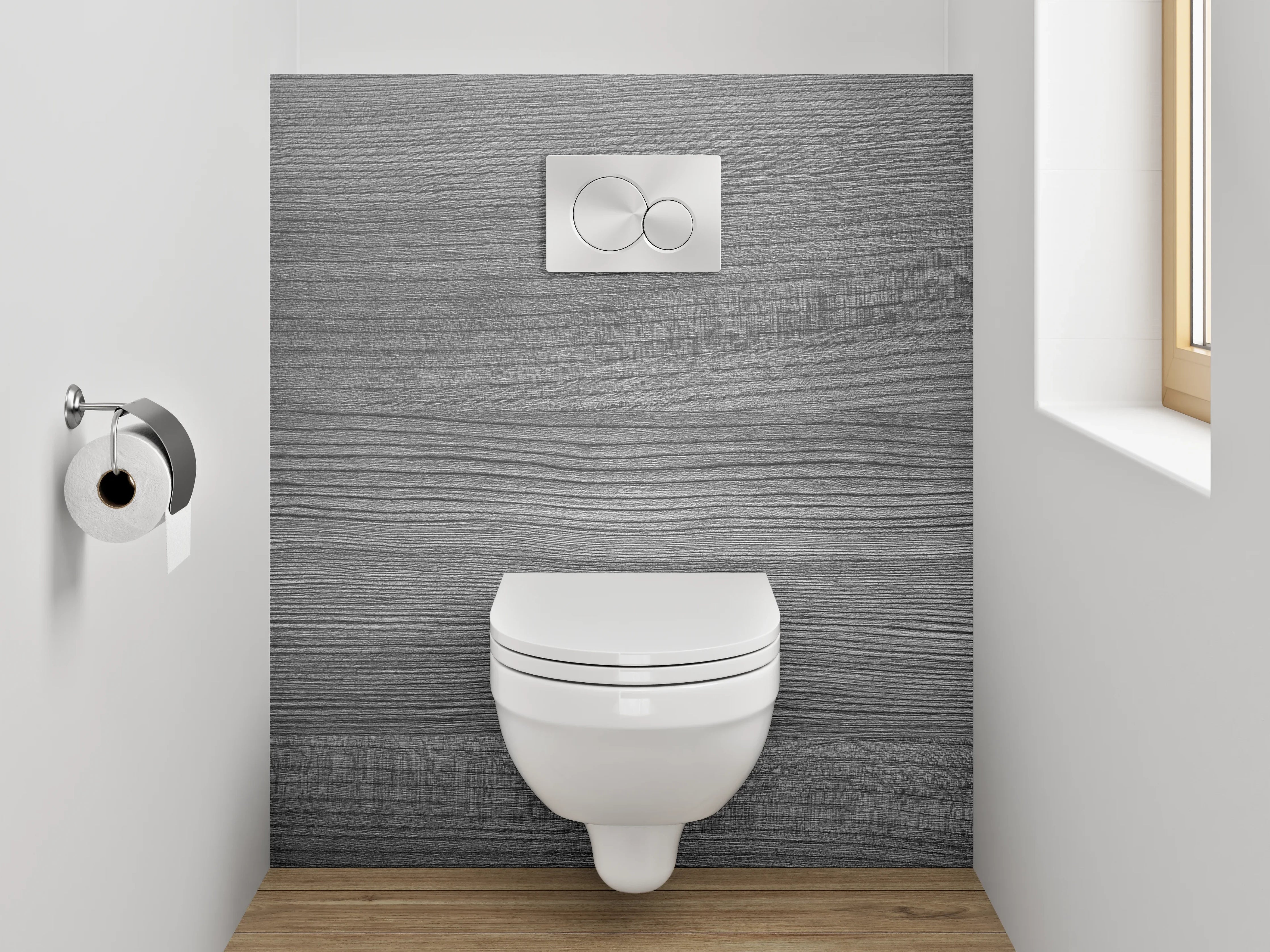 WC-Rückwand - Grau strukturierte Holzoptik